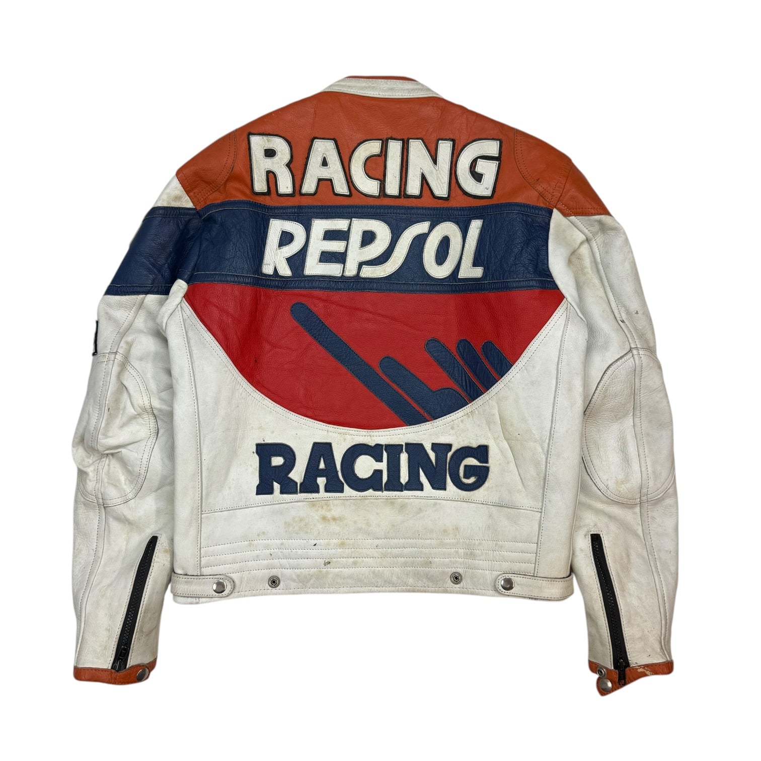 Vintage Repsol Leather Racing Jacket Orange/White