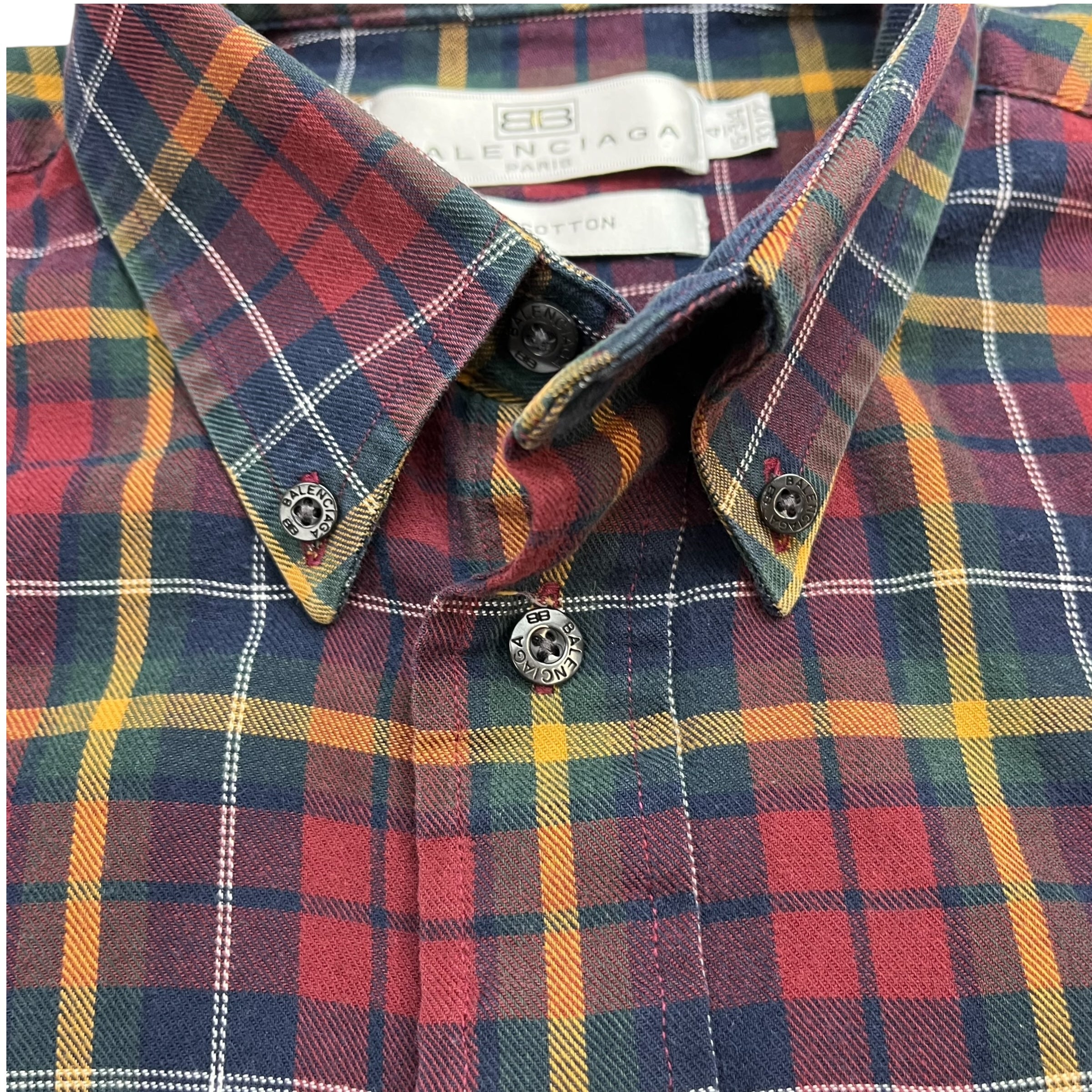 Vintage Balenciaga Oxford Shirt Plaid Red/Green