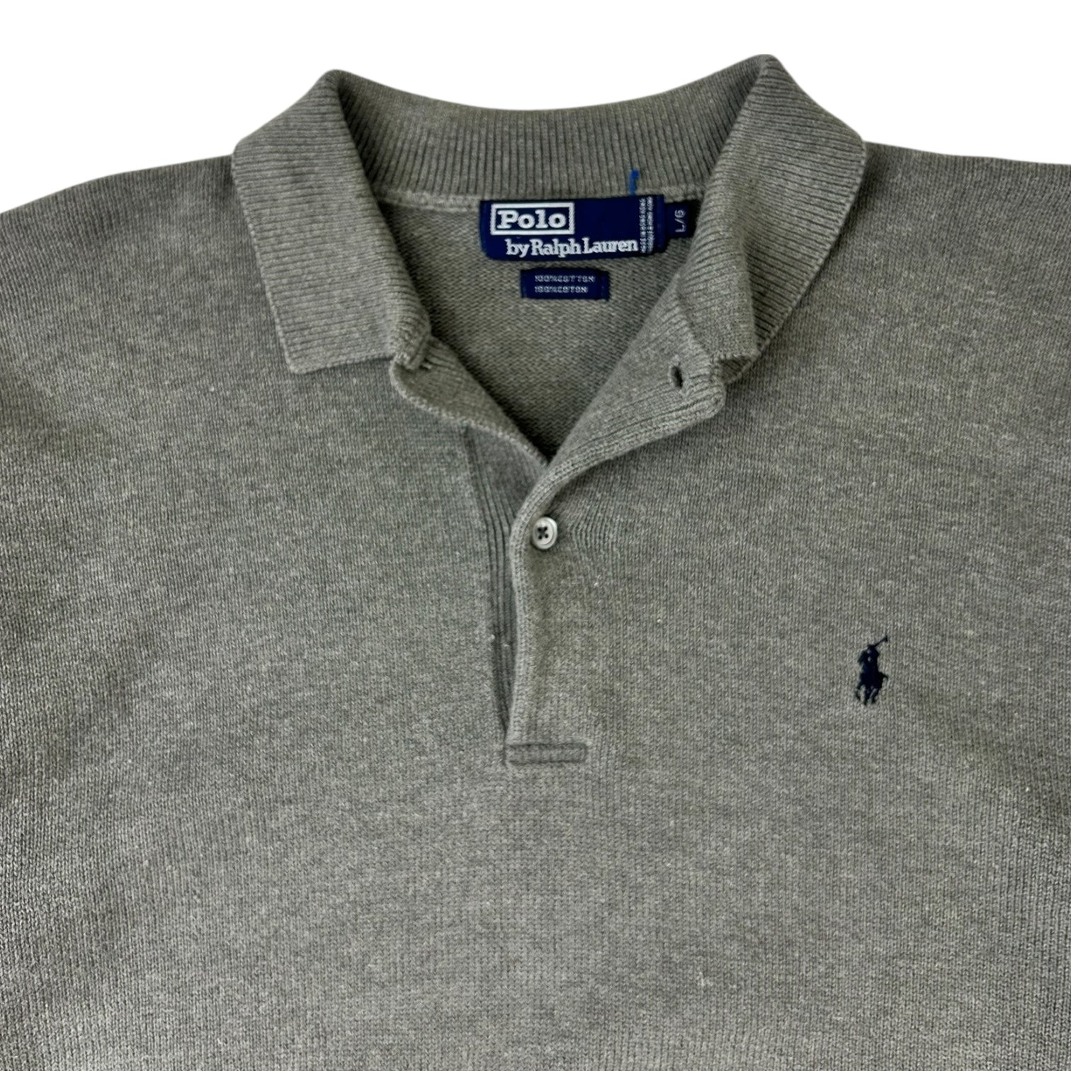 Vintage Polo Ralph Lauren Long Sleeve Polo Shirt Grey