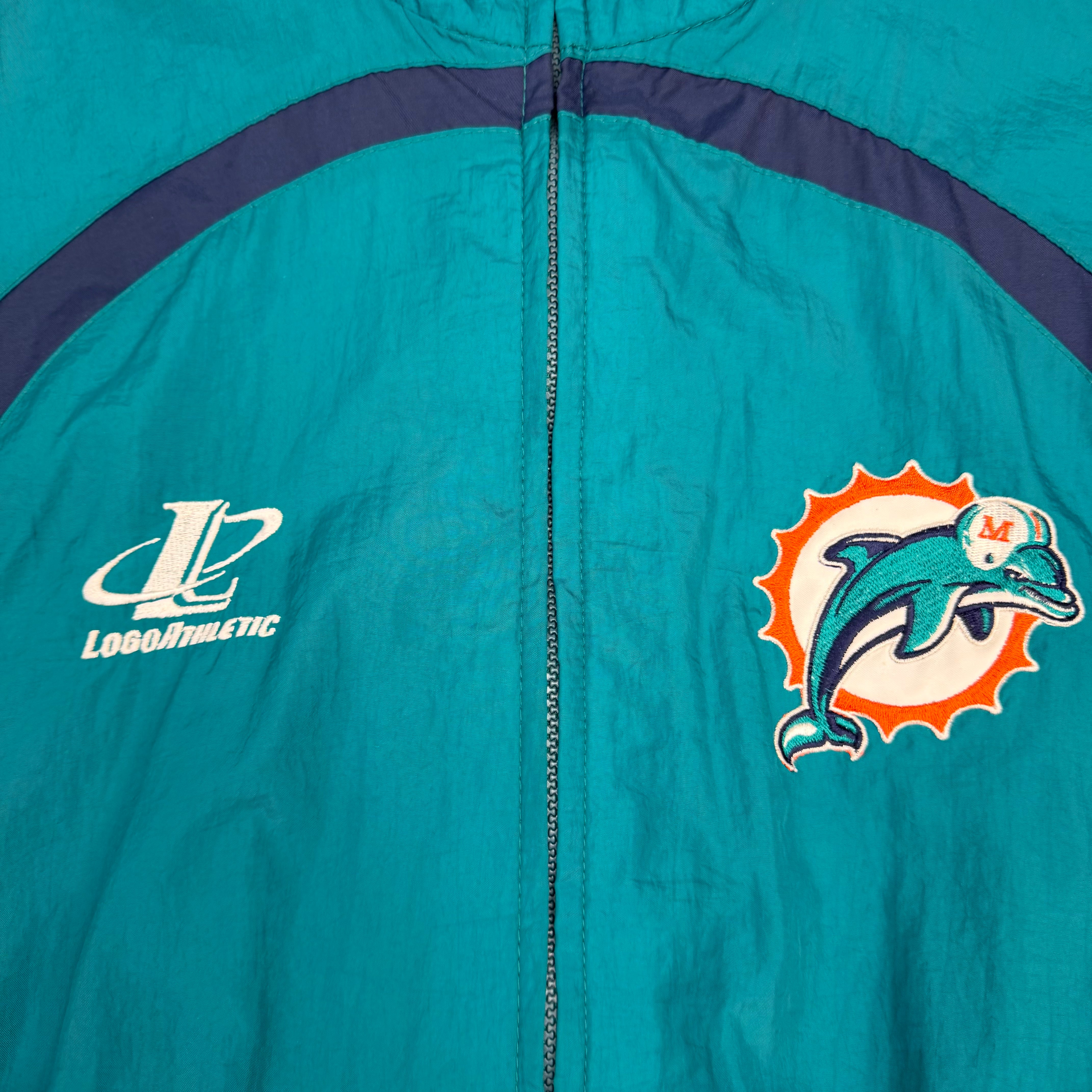 Vintage Miami Dolphins NFL Pro Line Embroidered Windbreaker Teal/Orange