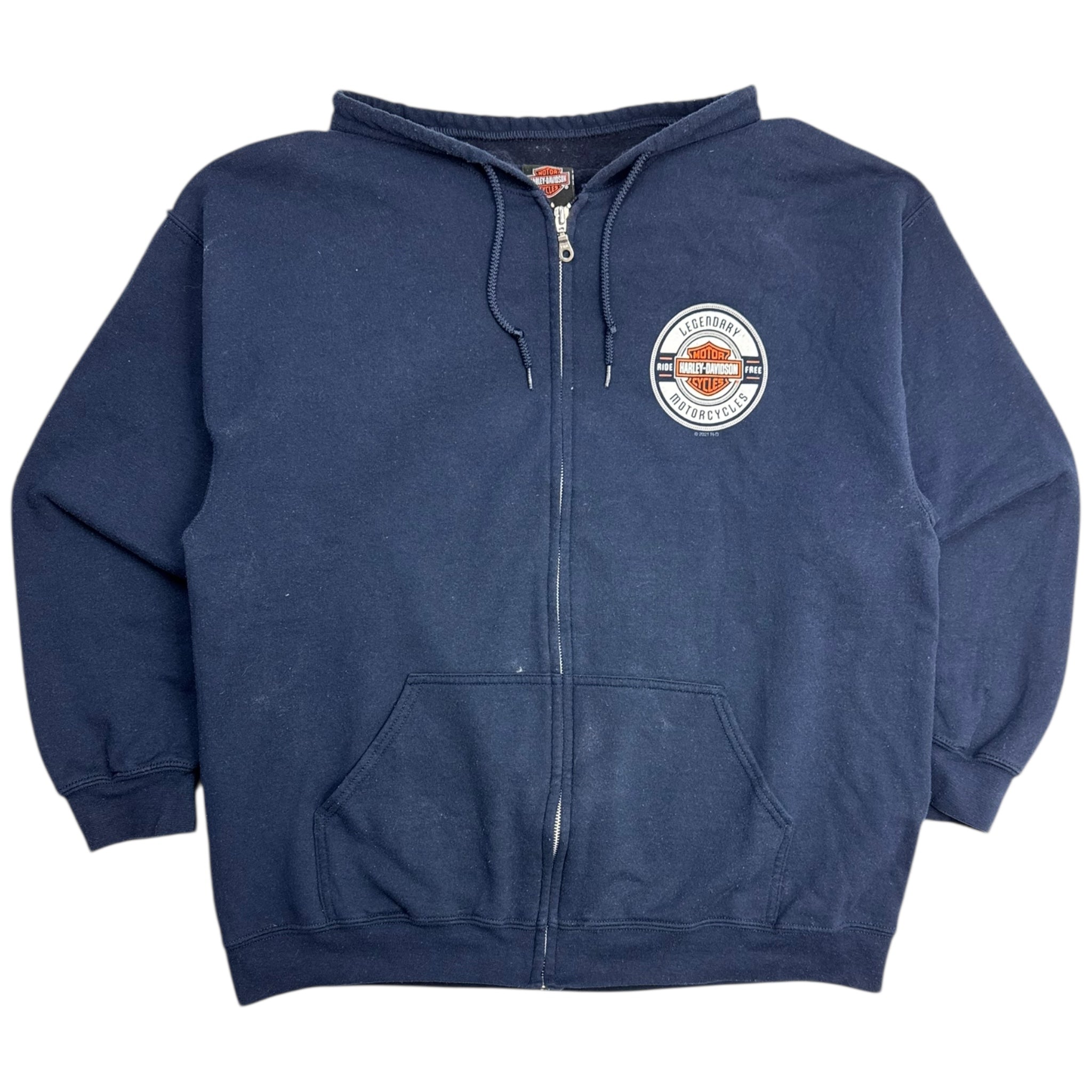Harley Davidson Calgary Zip Up Hoodie Navy