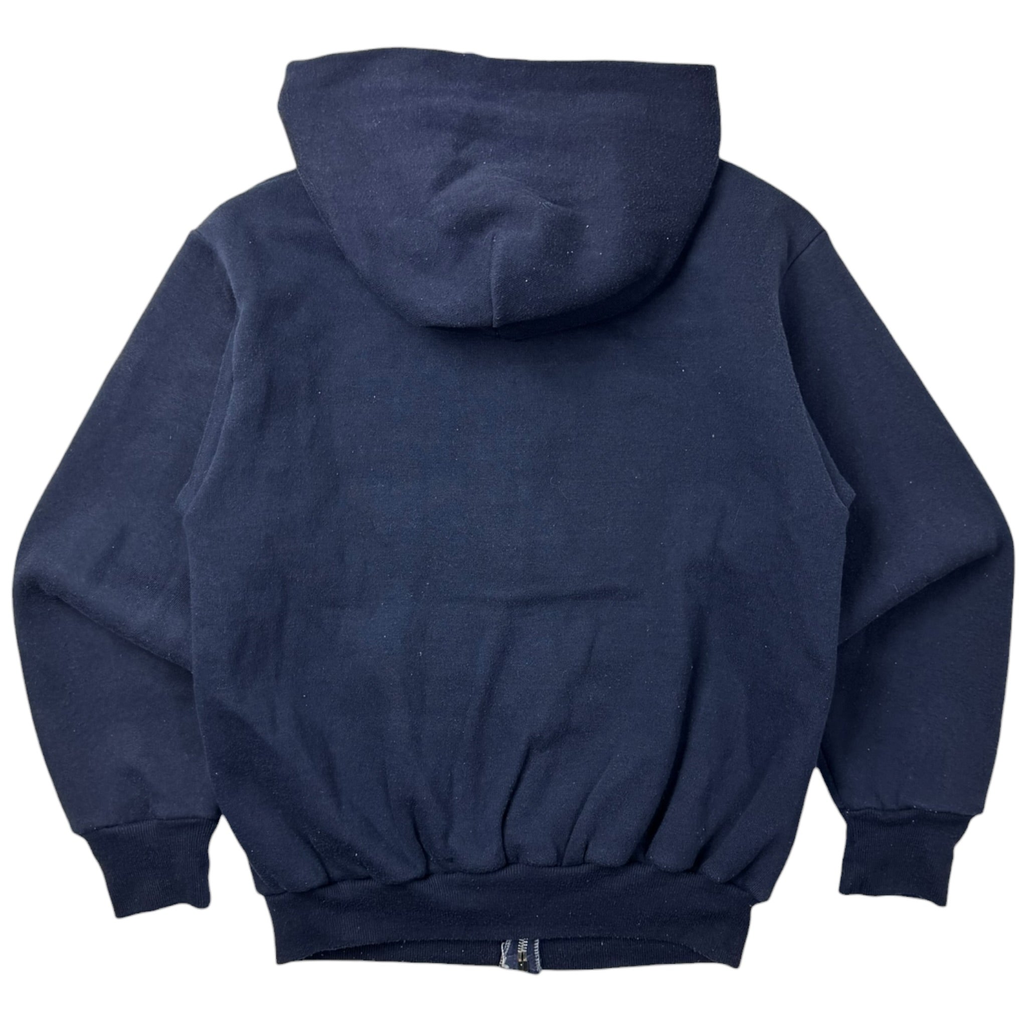 Vintage 80s Waffle Lined Zip Up Hoodie Navy