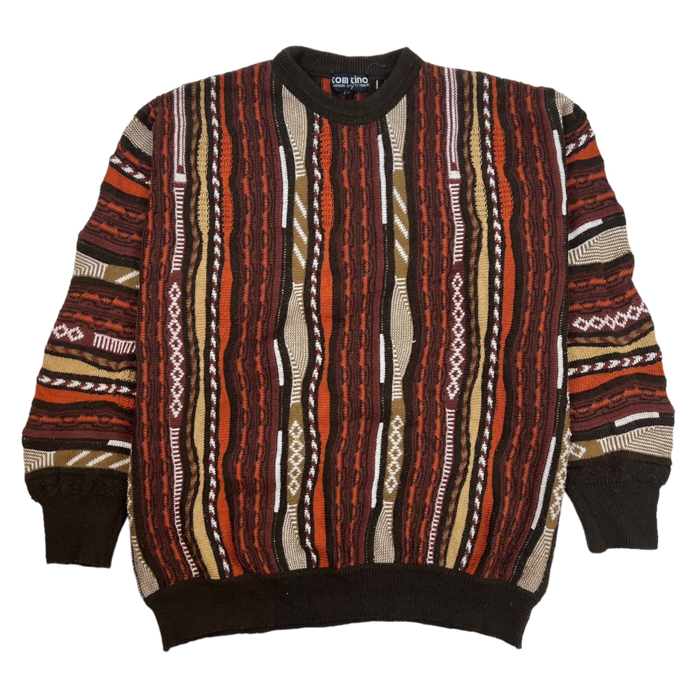 Vintage Coogi Style Knit Sweater Brown/Orange