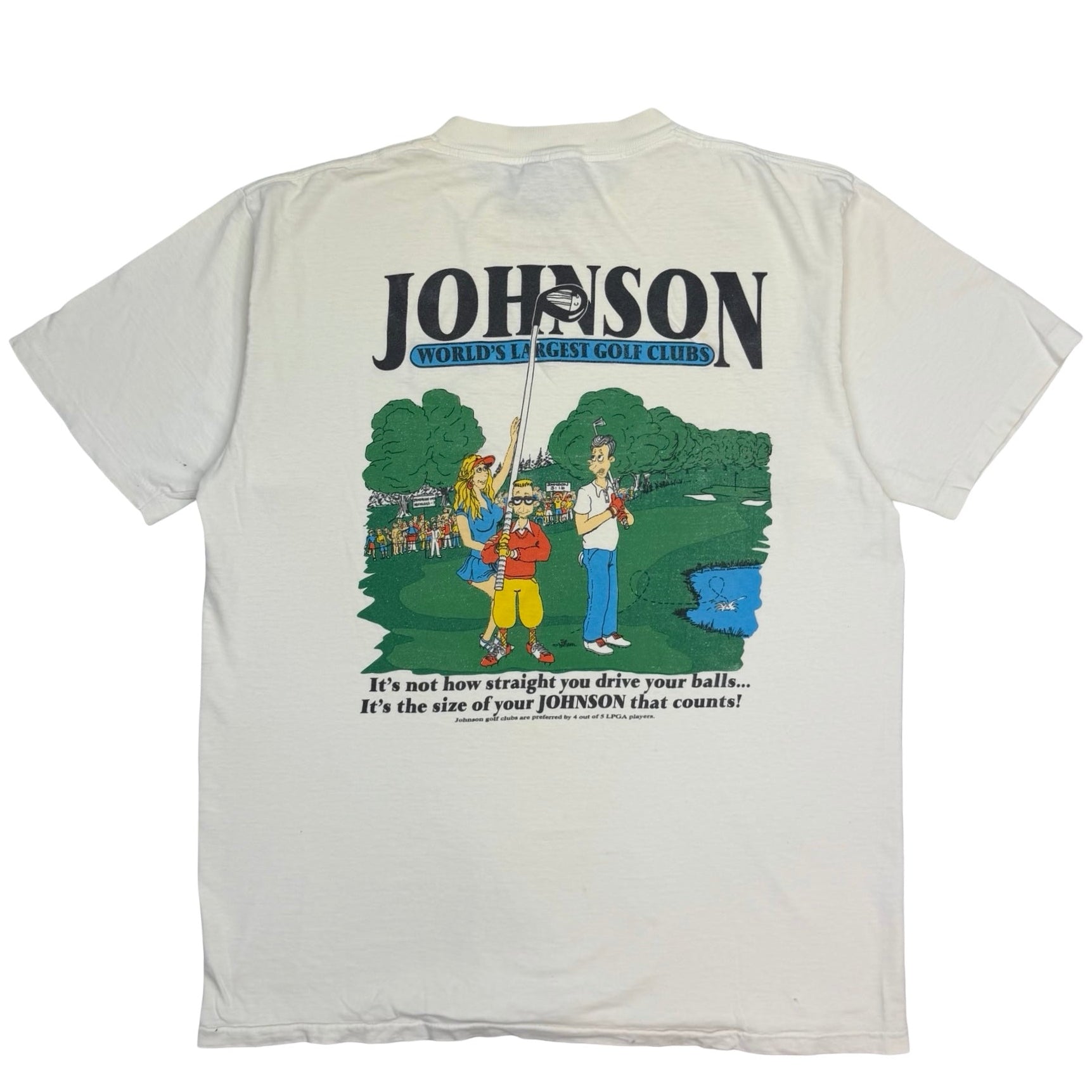Vintage Johnson Worlds Largest Golf Clubs Tee White
