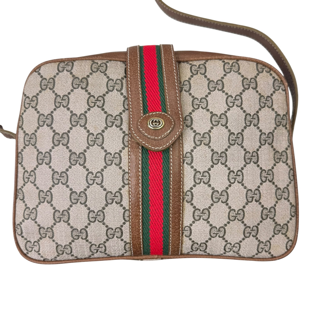 (W) Vintage Gucci GG Supreme Web Crossbody Bag