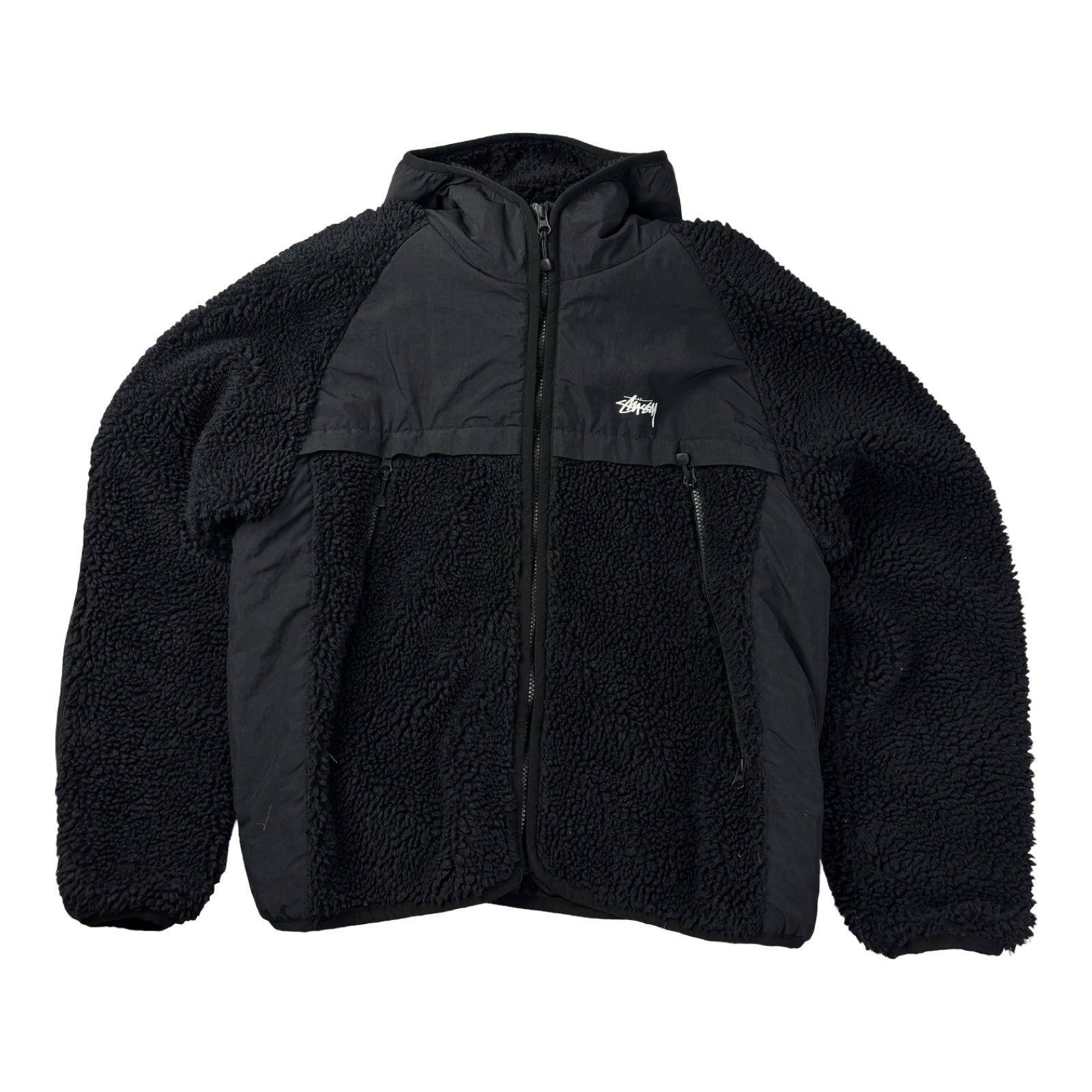Stussy Sherpa Paneled Hooded Jacket Black