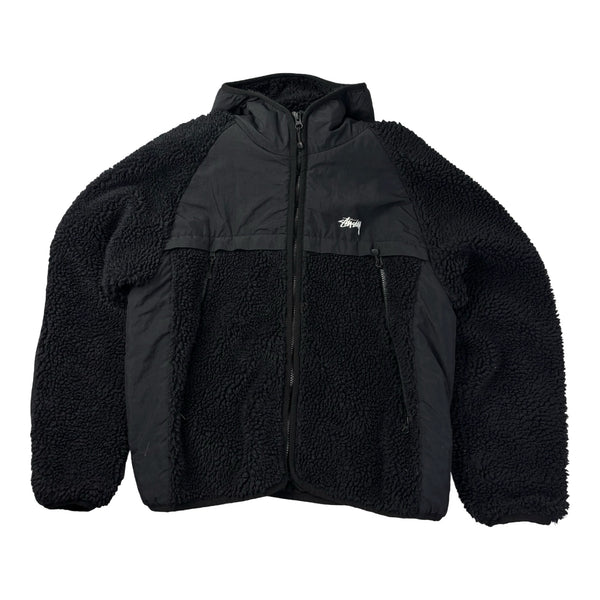 Stussy Sherpa Paneled Hooded Jacket Black