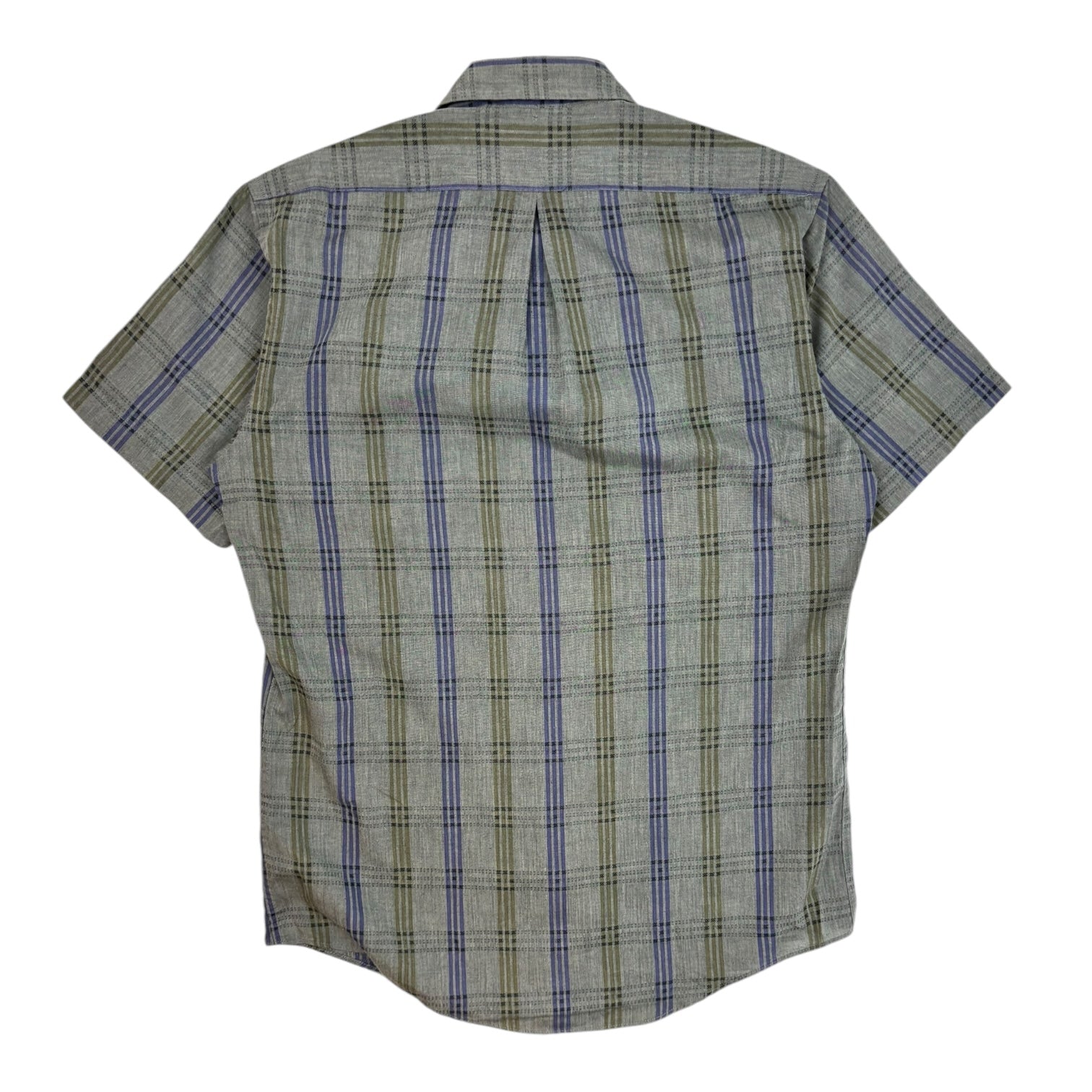 Vintage YSL Checkered Button-Up T-Shirt Grey