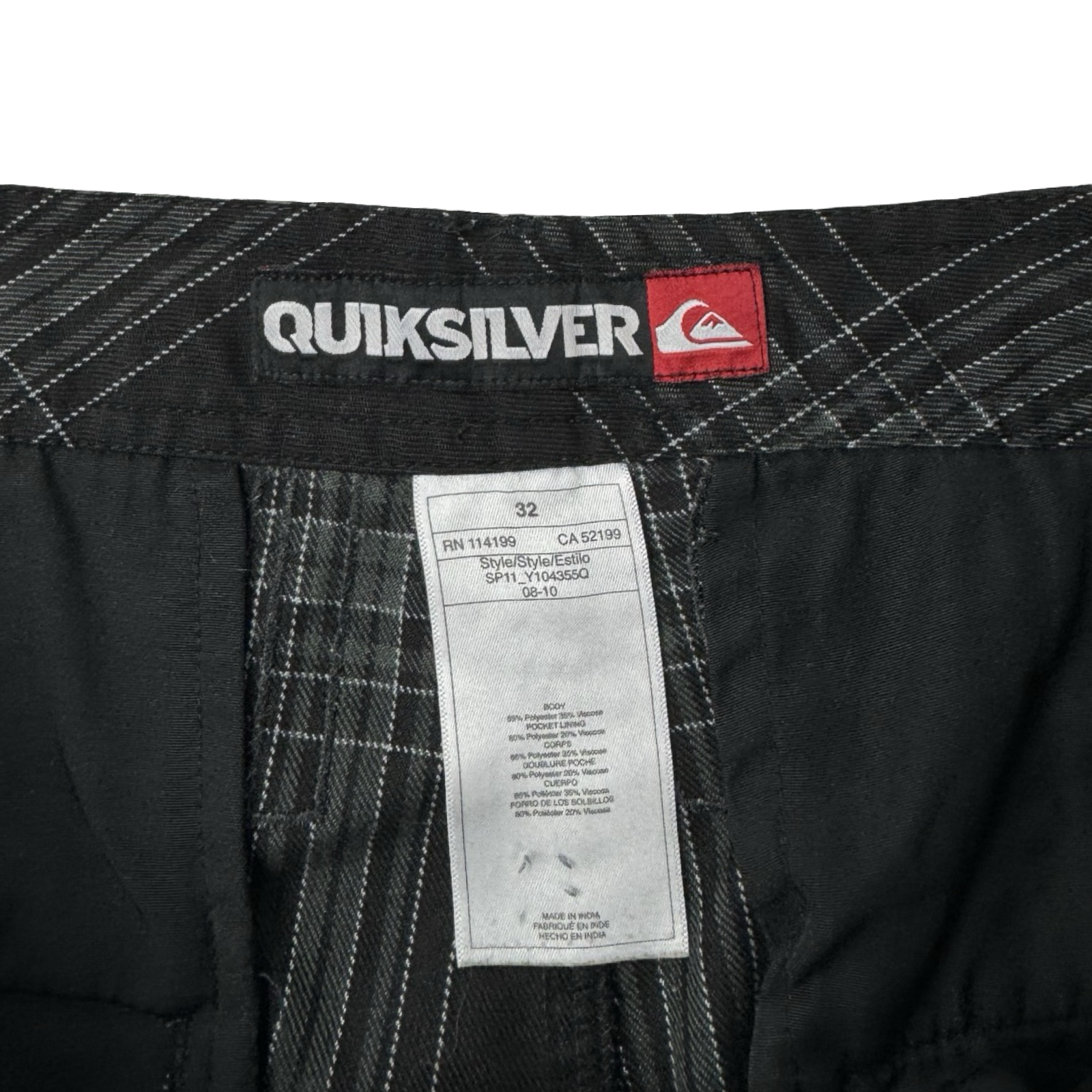 Vintage Y2K Quiksilver Black Tartan Shorts