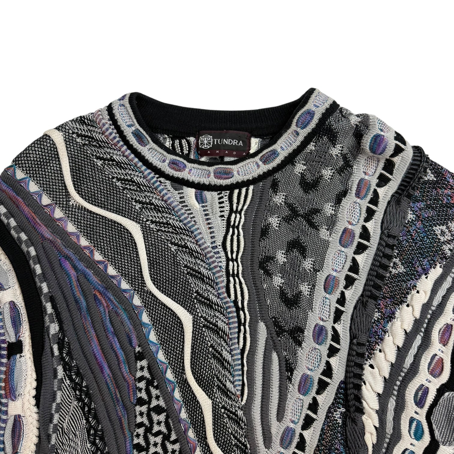 Vintage Coogi Style Tundra Cable Knit Sweater Multicolour