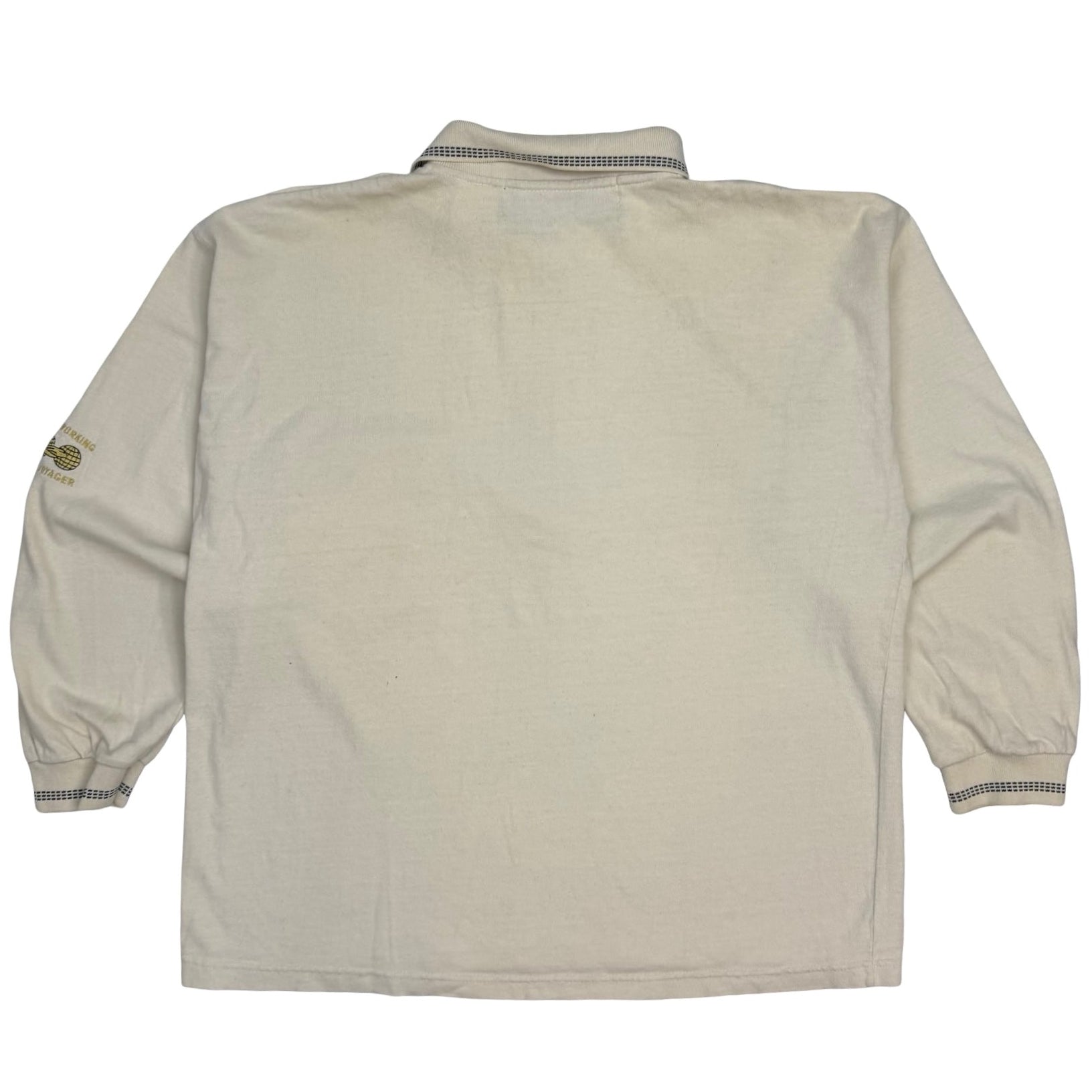 Vintage Traveling & Working Embroidered Quarter Zip Polo Beige