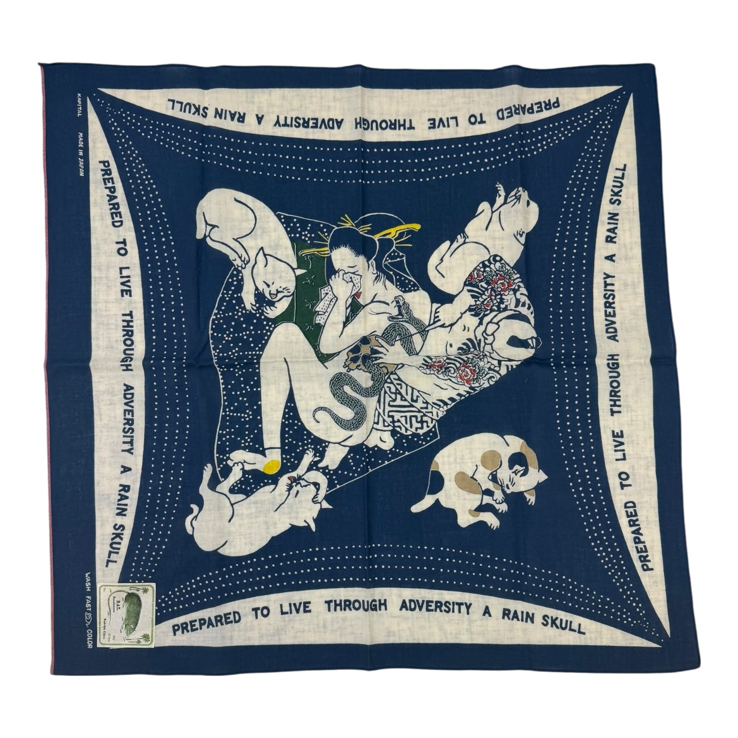 Kapital Fast Color Selvedge Edge Bandana Blue