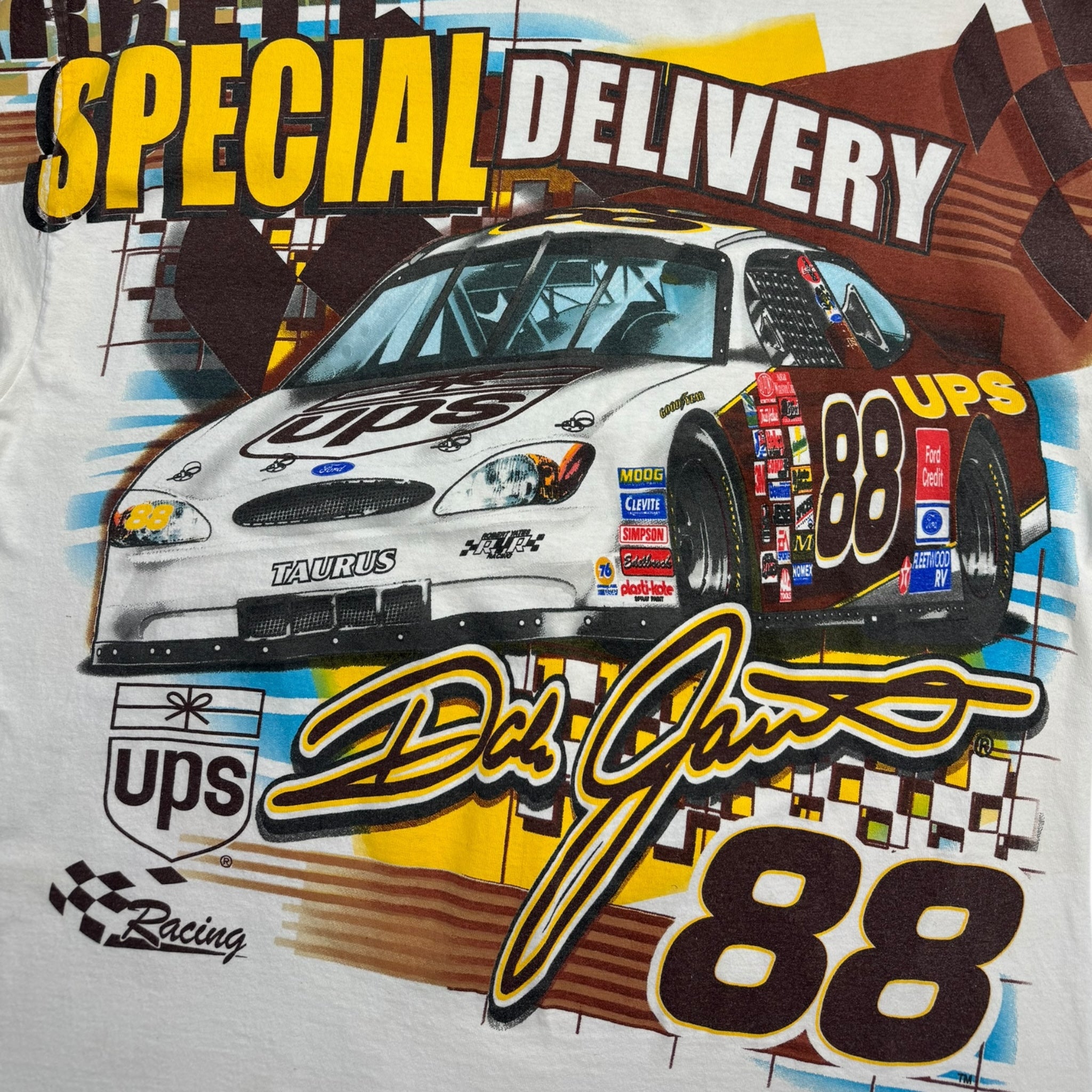 Vintage Dale Jarrett Special Delivery Nascar Tee White