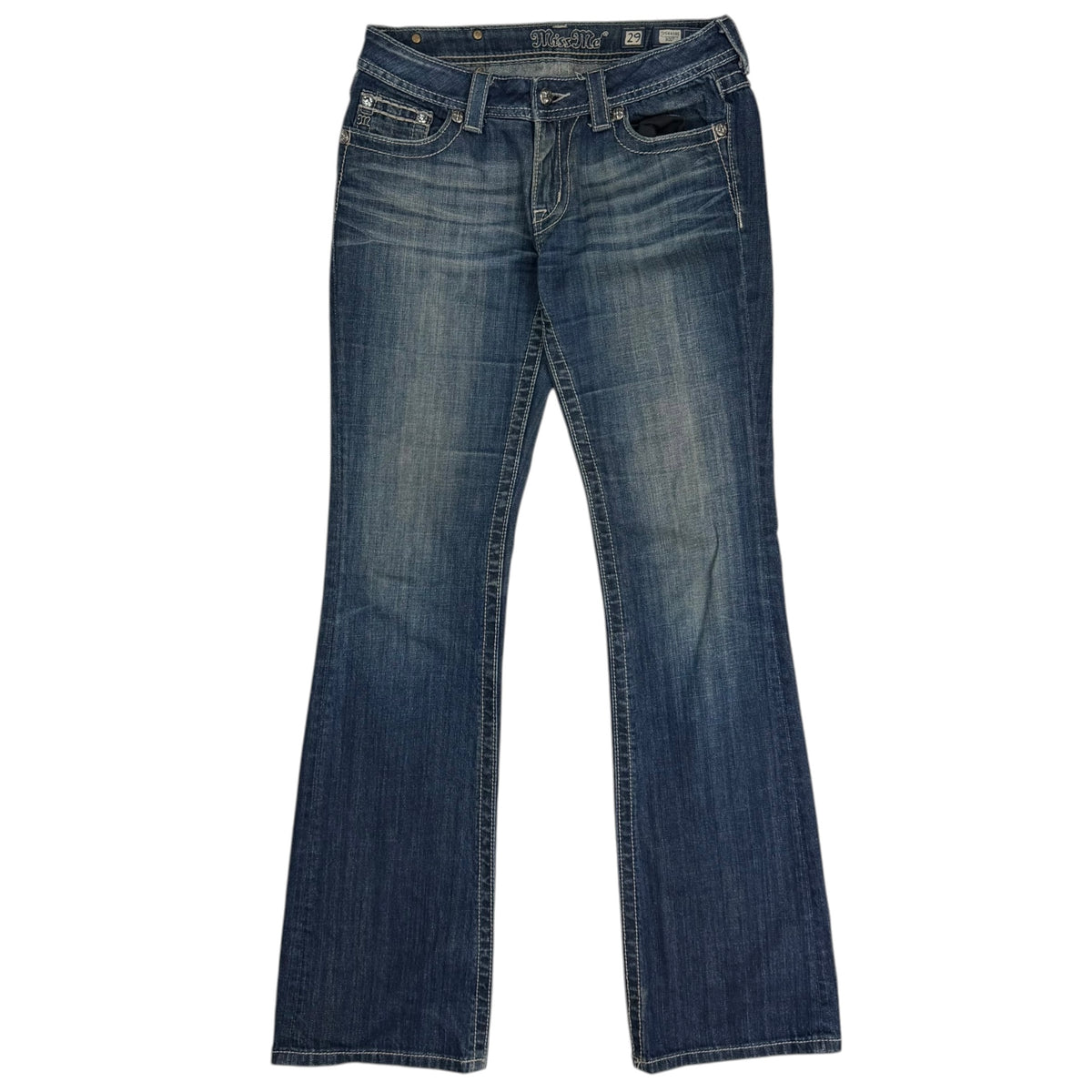 (W) Vintage Miss Me Rhinestone Flare Jeans Blue
