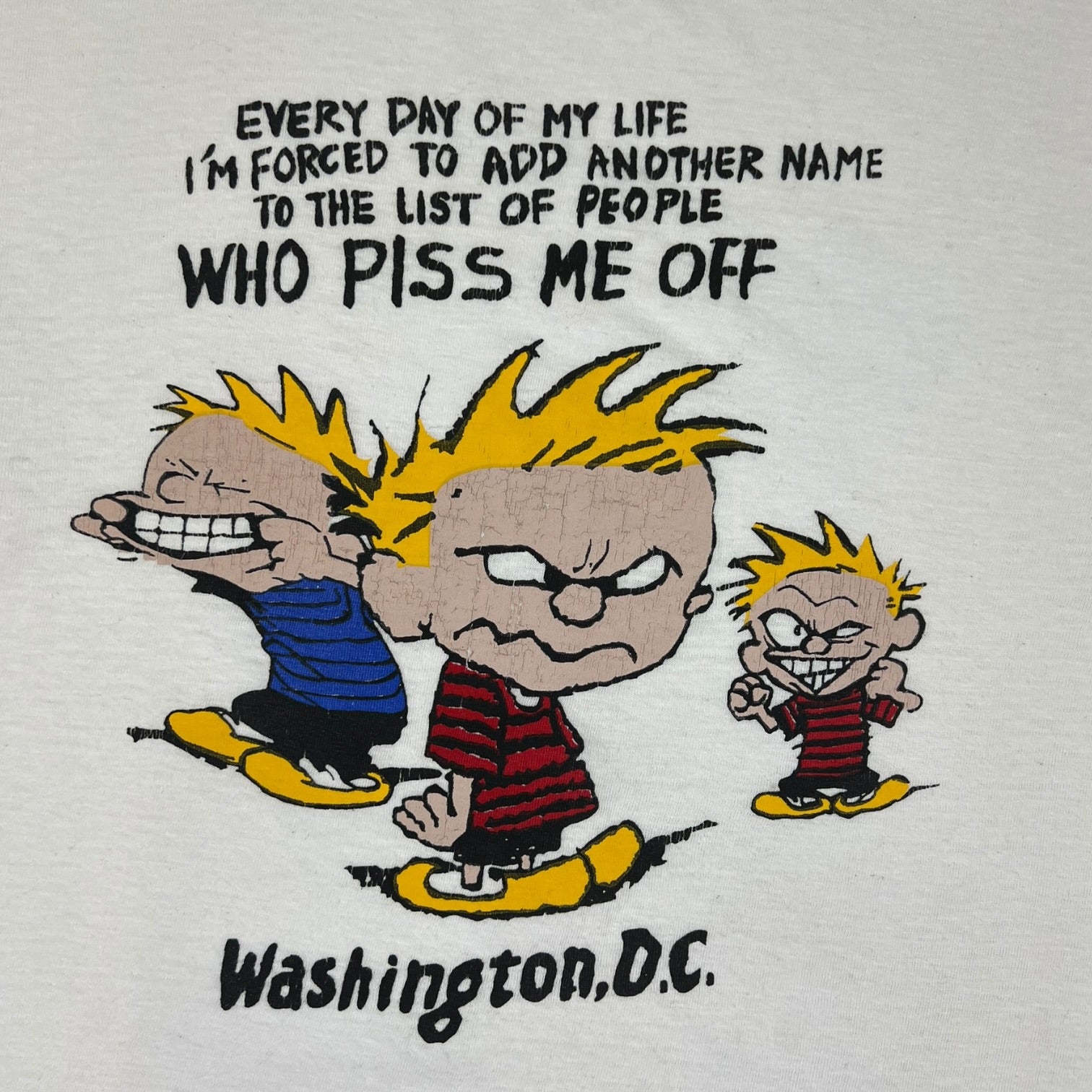 Vintage Calvin and Hobbes Graphic T-Shirt White