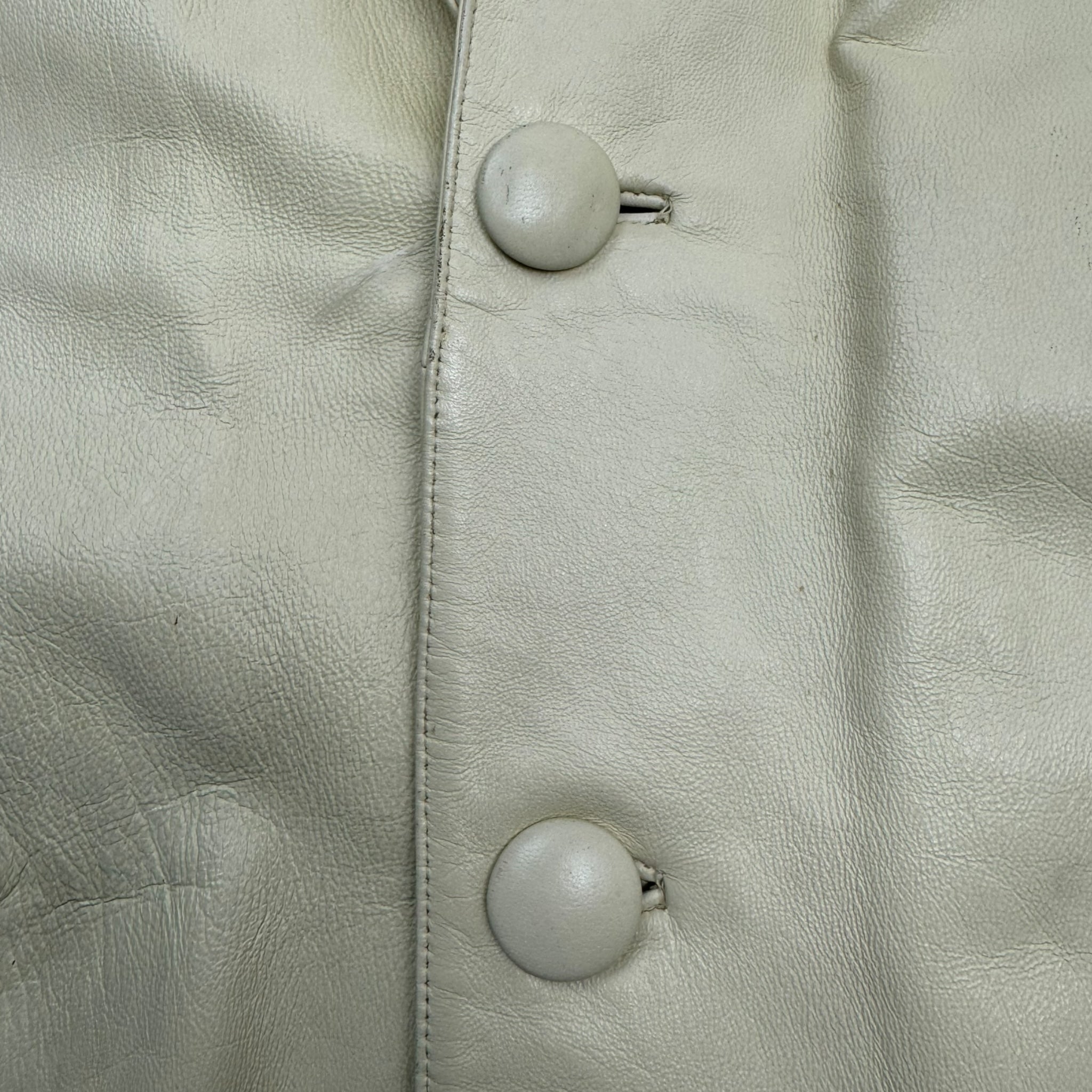 Vintage Concept Leather Trench Coat Off White