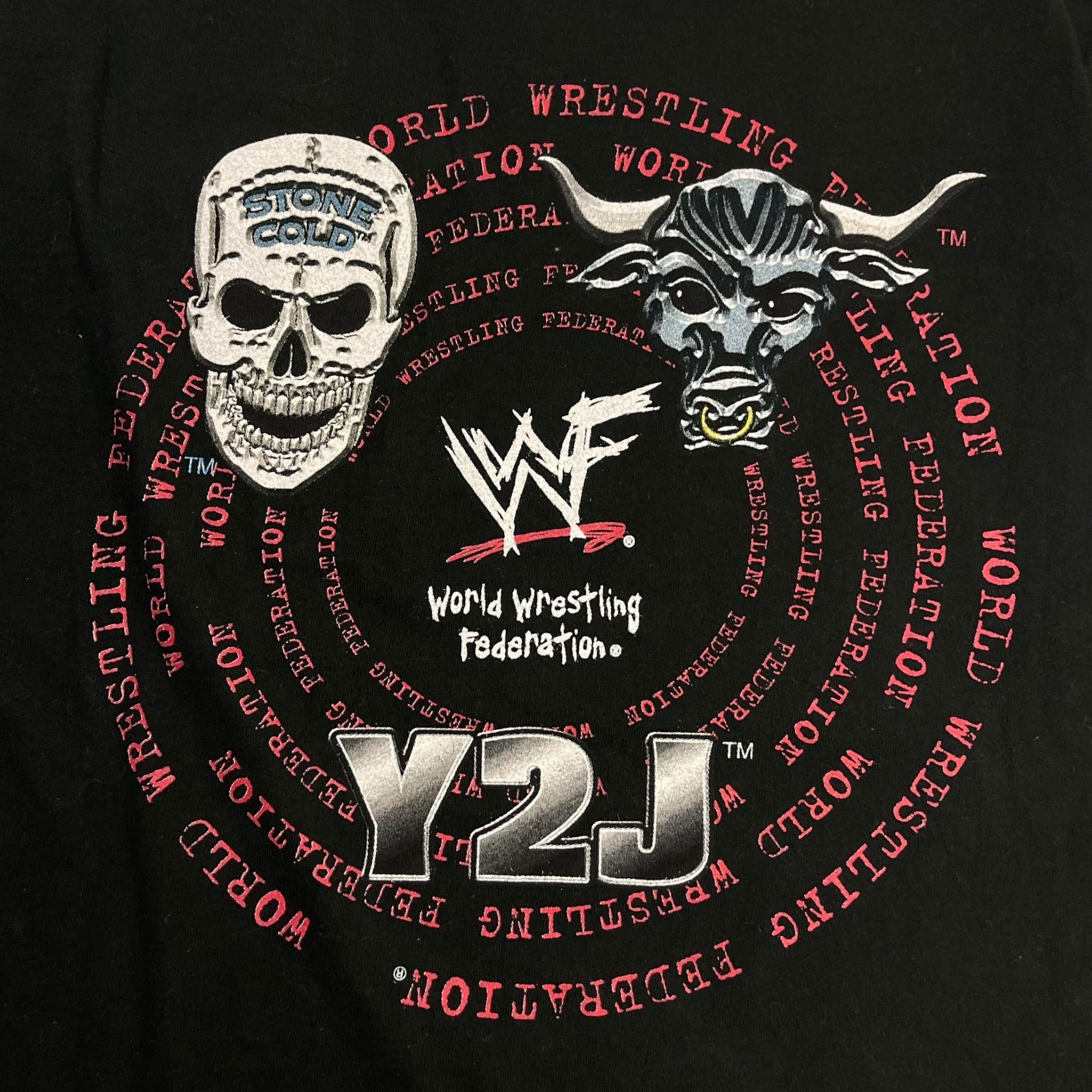 2000 WWF Y2J Steve Austin, The Rock, Chris Jericho T-Shirt Black