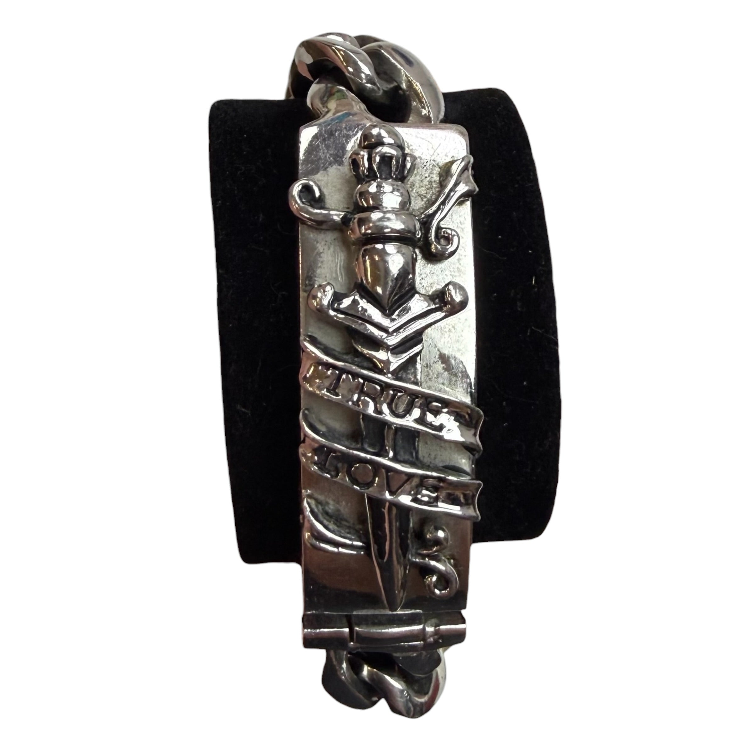 Vintage Y2K Ed Hardy True Love Dagger Bracelet Stainless Steel