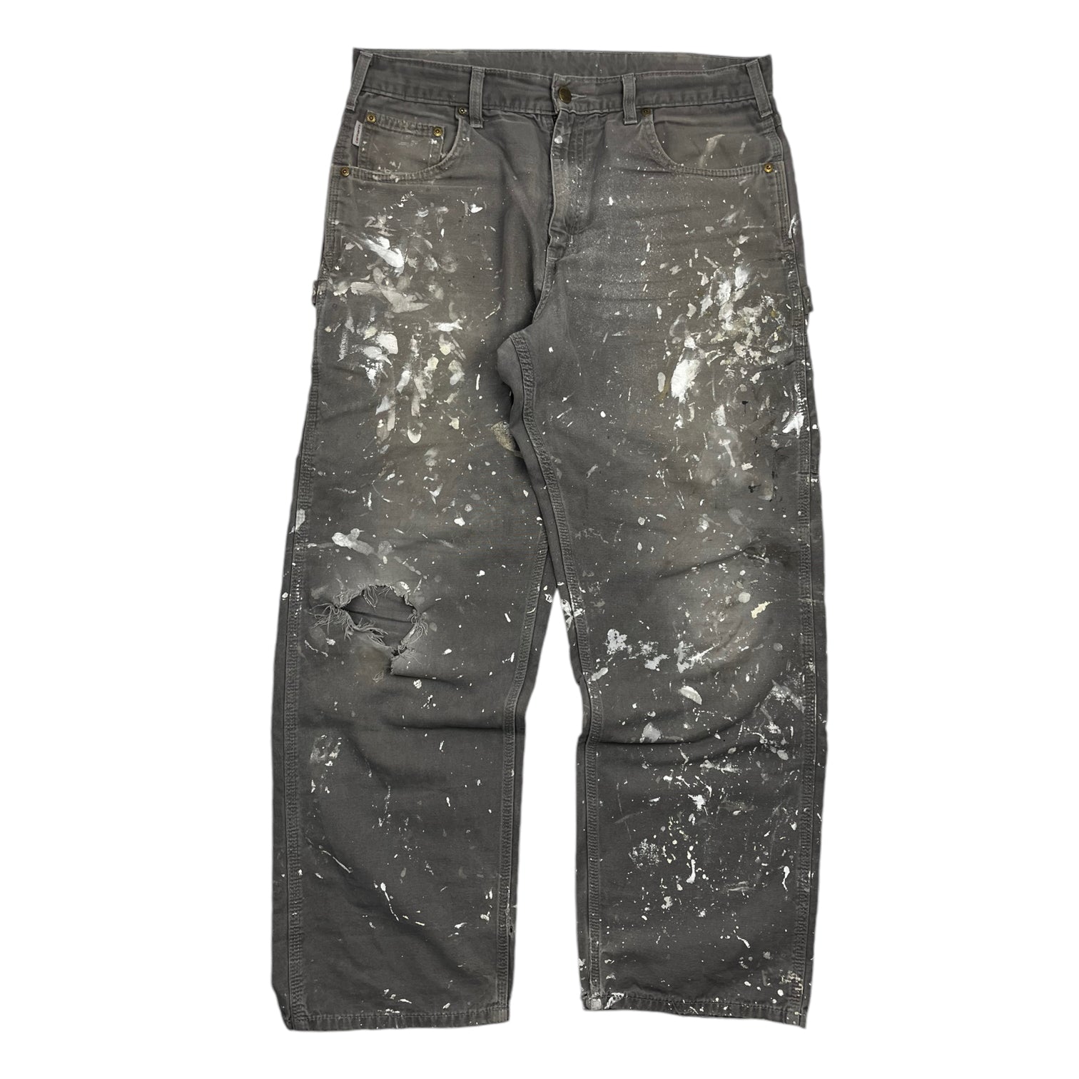 Paint Splattered Carhartt Carpenter Pants Grey