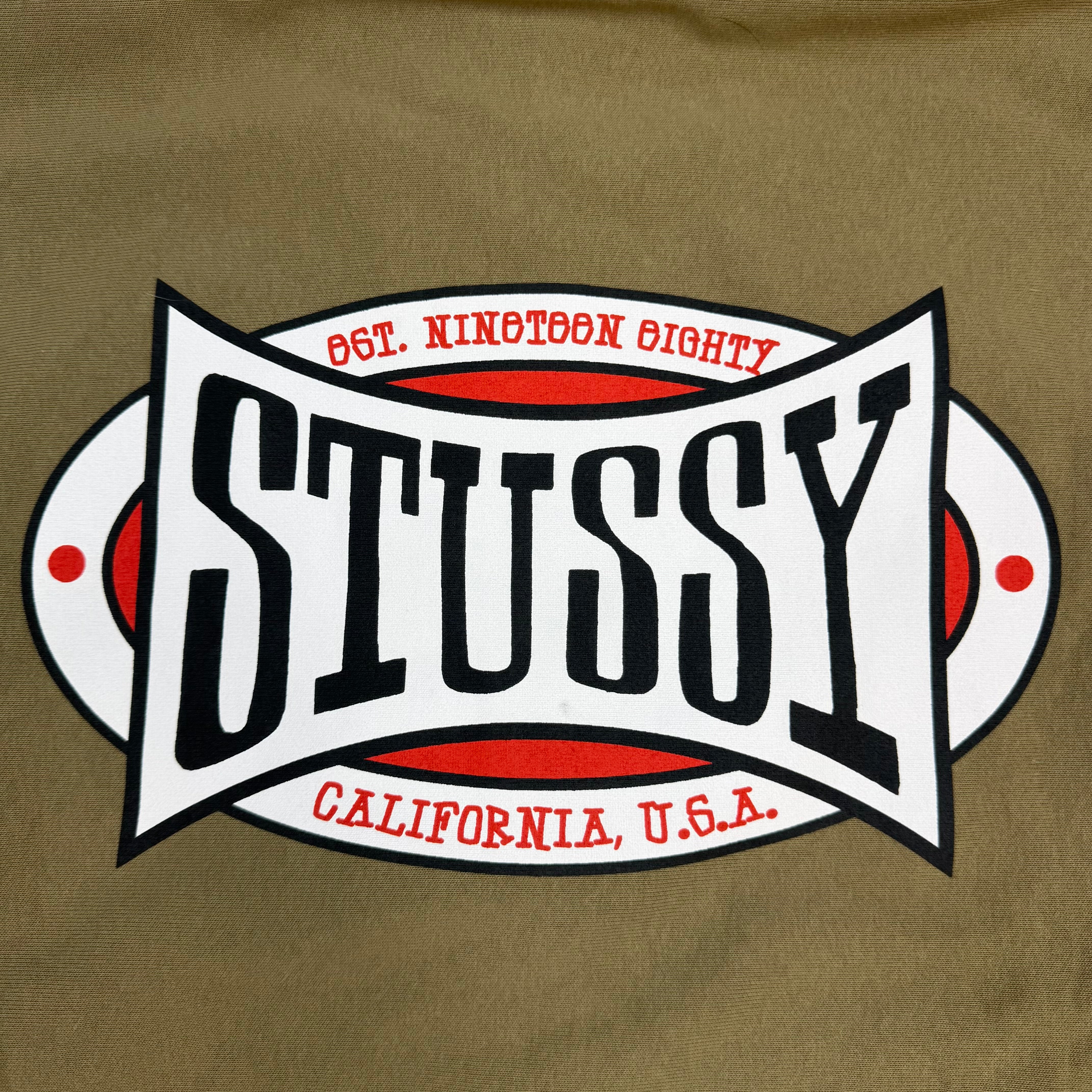 Stussy Champion Oval Zip Up Hoodie Army Green