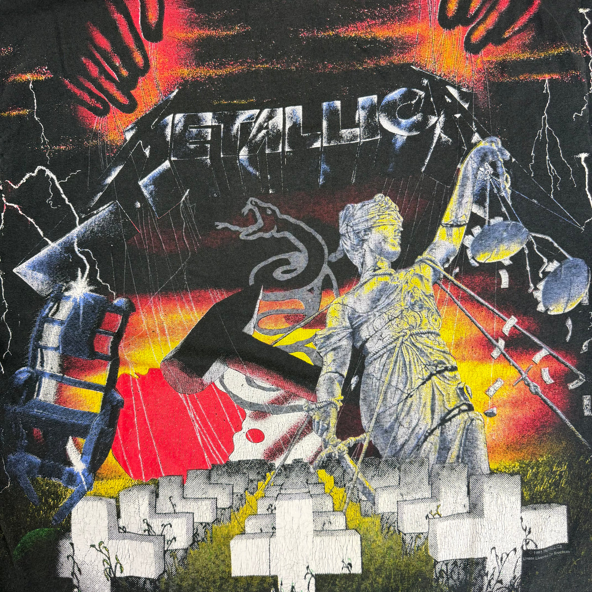 1991 Metallica Album Collage All Over Print Tee Black
