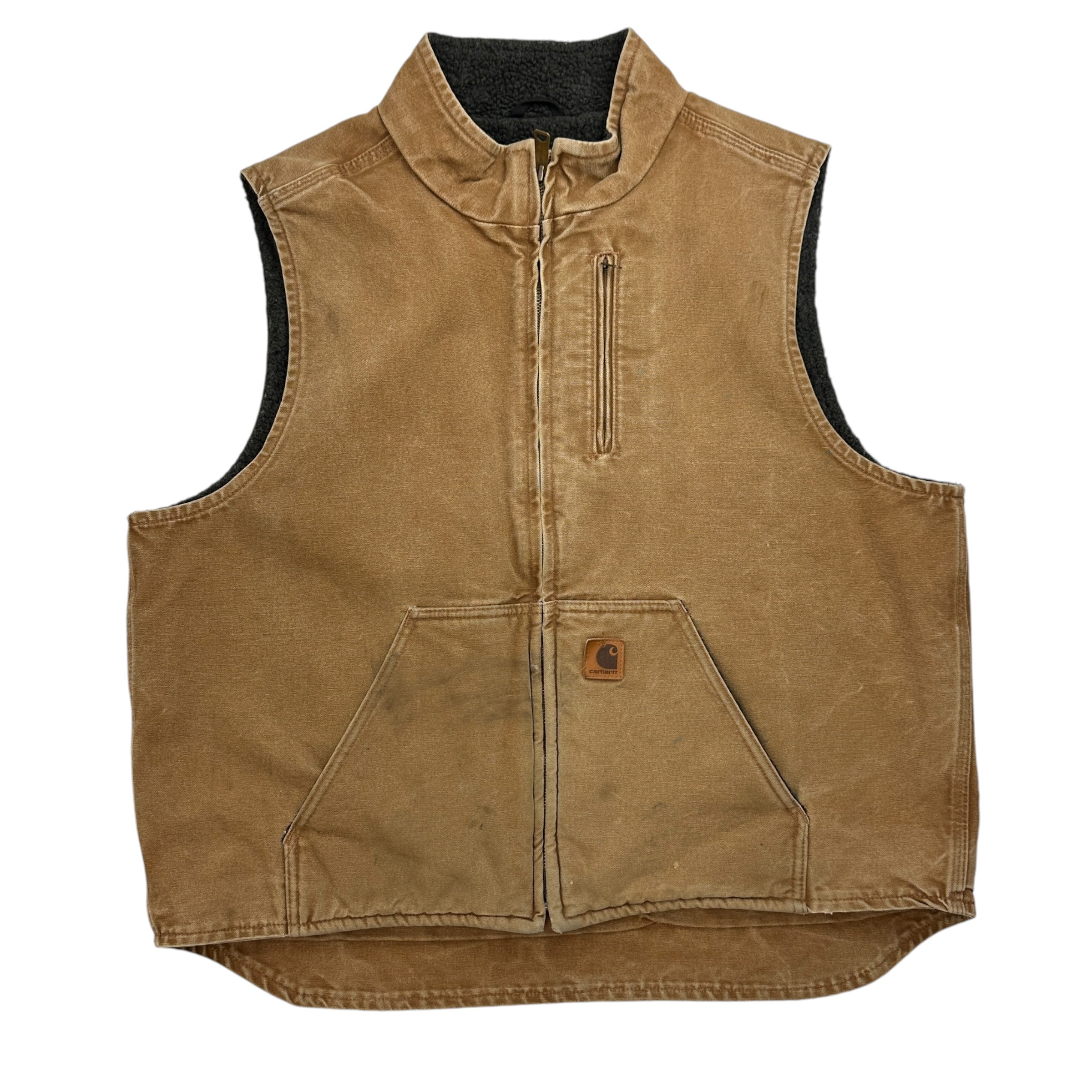 Vintage Carhartt Fleece Lined Insulated Vest Dark Tan