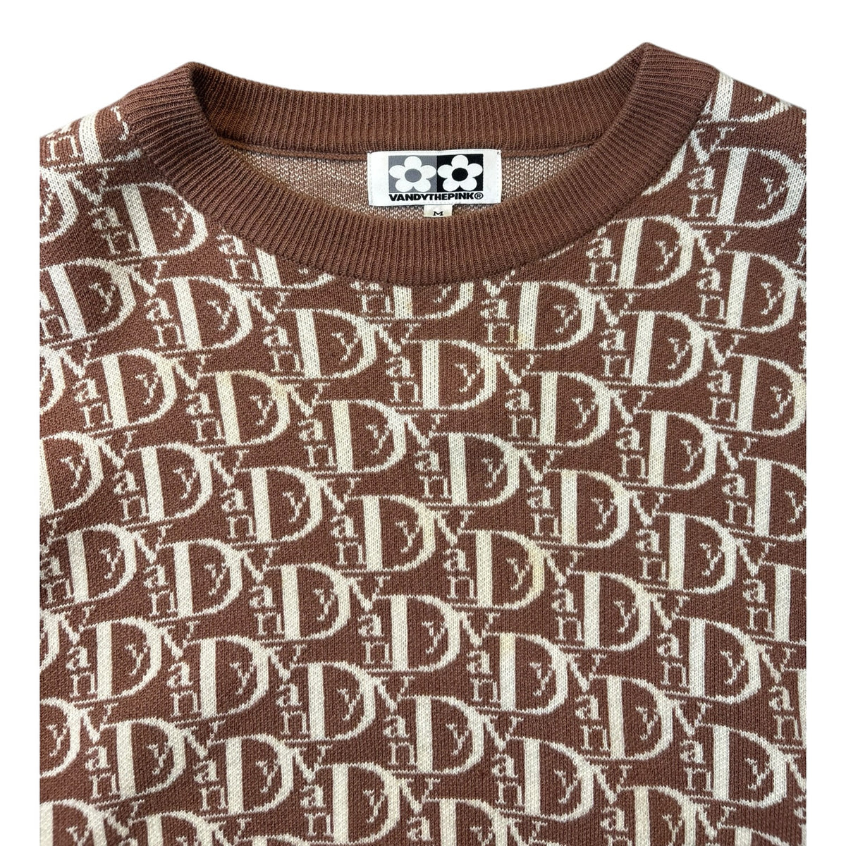 Vandythepink Monogram Knit Sweater Brown
