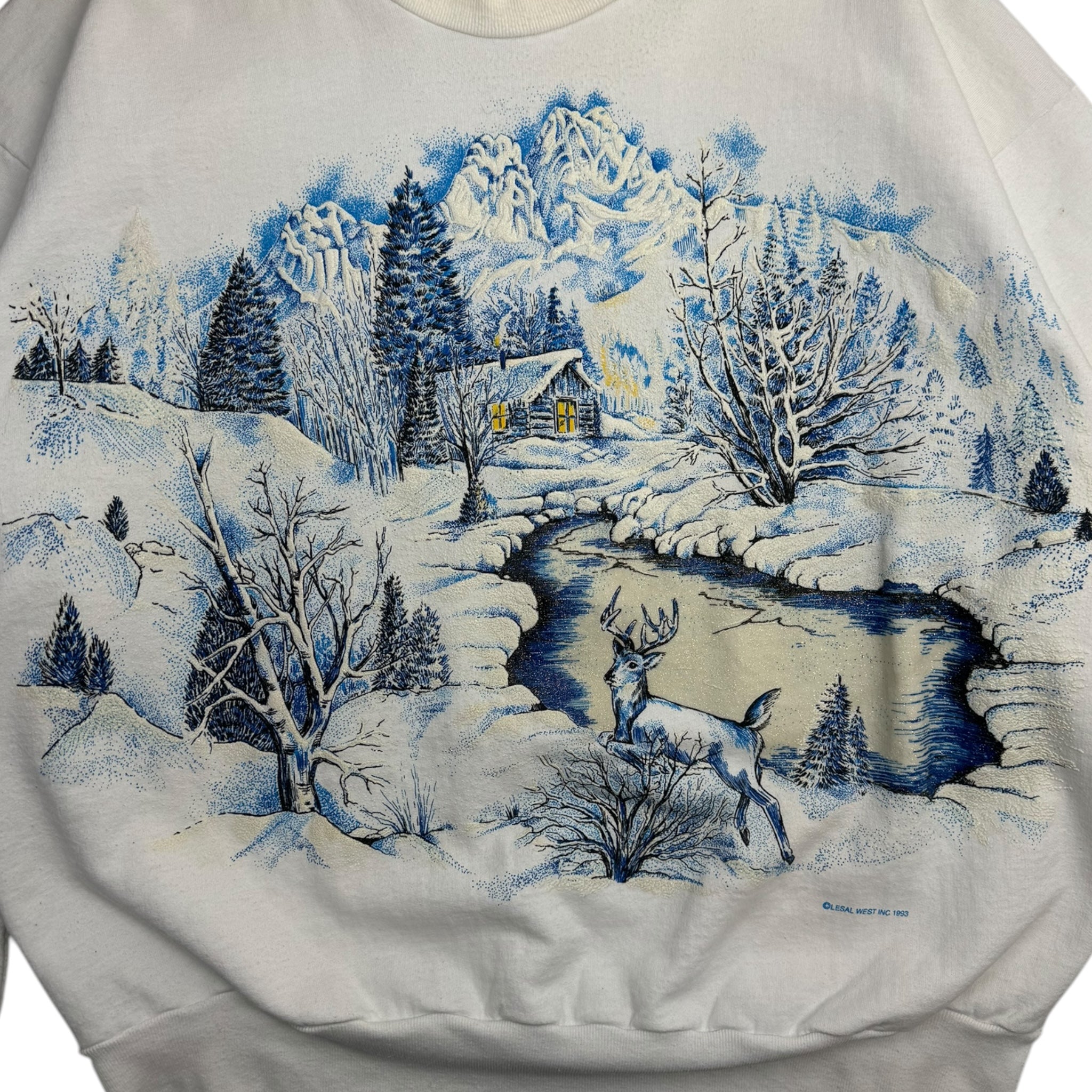 1993 Winter Postcard All Over Raised Print Sweater