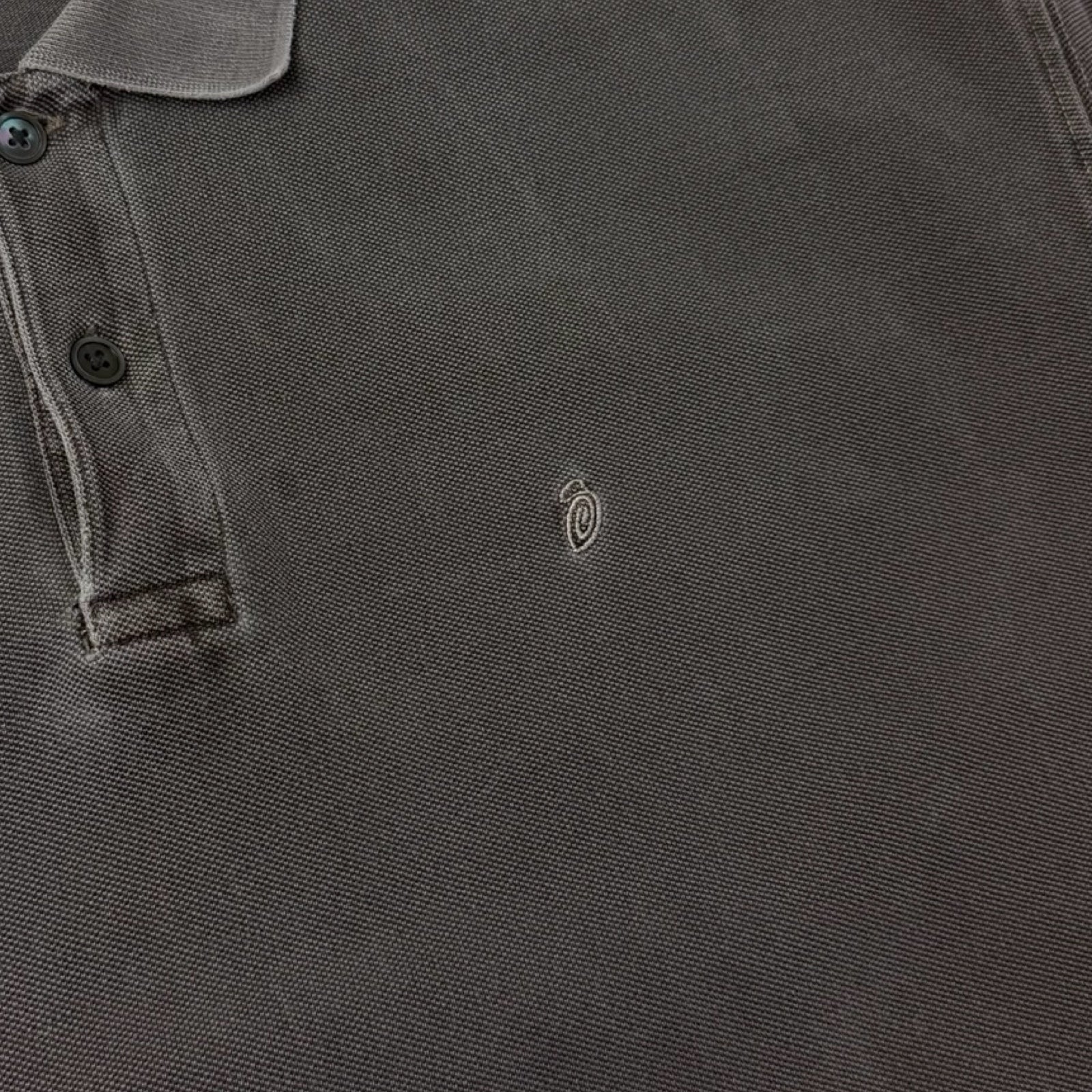 Stussy Pique Pigment Dyed Polo Shirt Earth Grey
