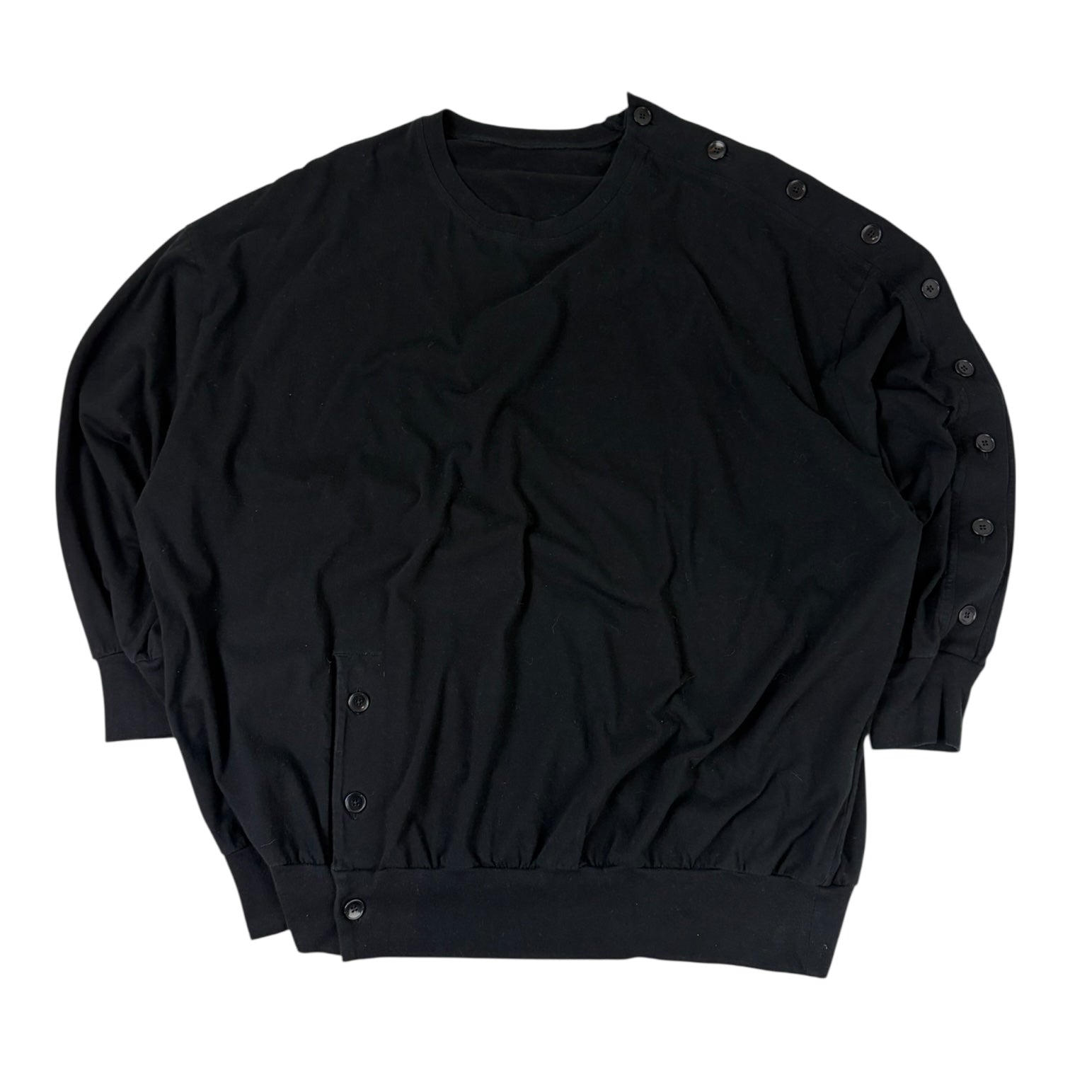 (W) W Group Buttton Crewneck Black