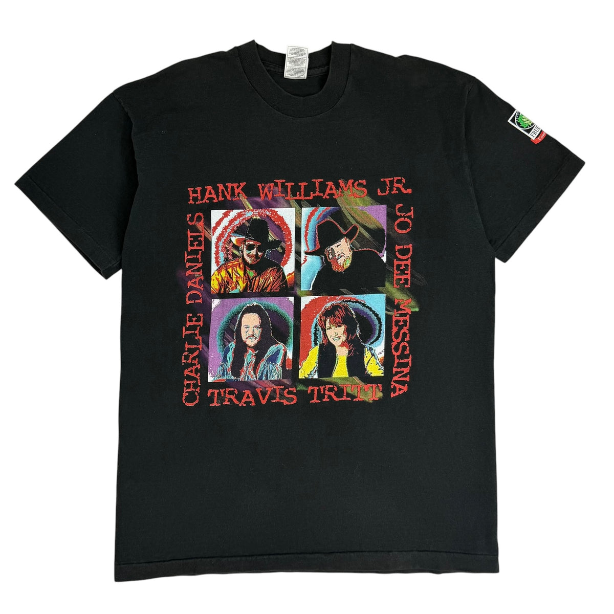 Vintage 90s Hank Williams Jr. Charlie Daniels Travis Tritt Jo Dee Messina Country Tee Faded Black