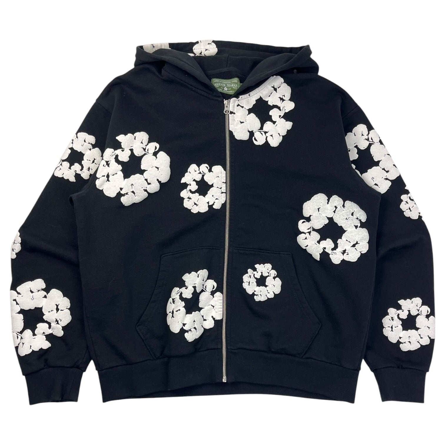 Denim Tears Cotton Wreath Zip-Up Hoodie Black
