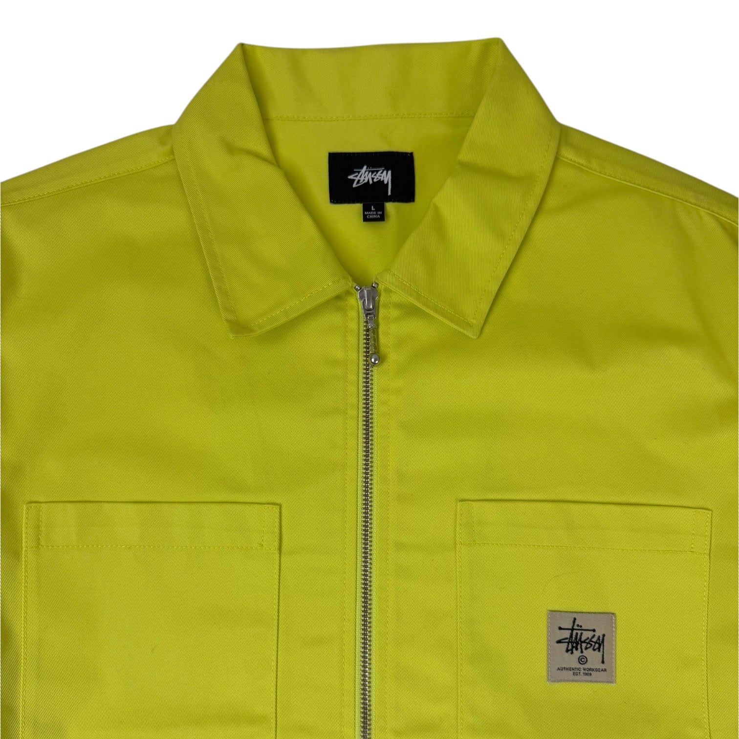 Stussy Canvas Work Zip Up Jacket Neon