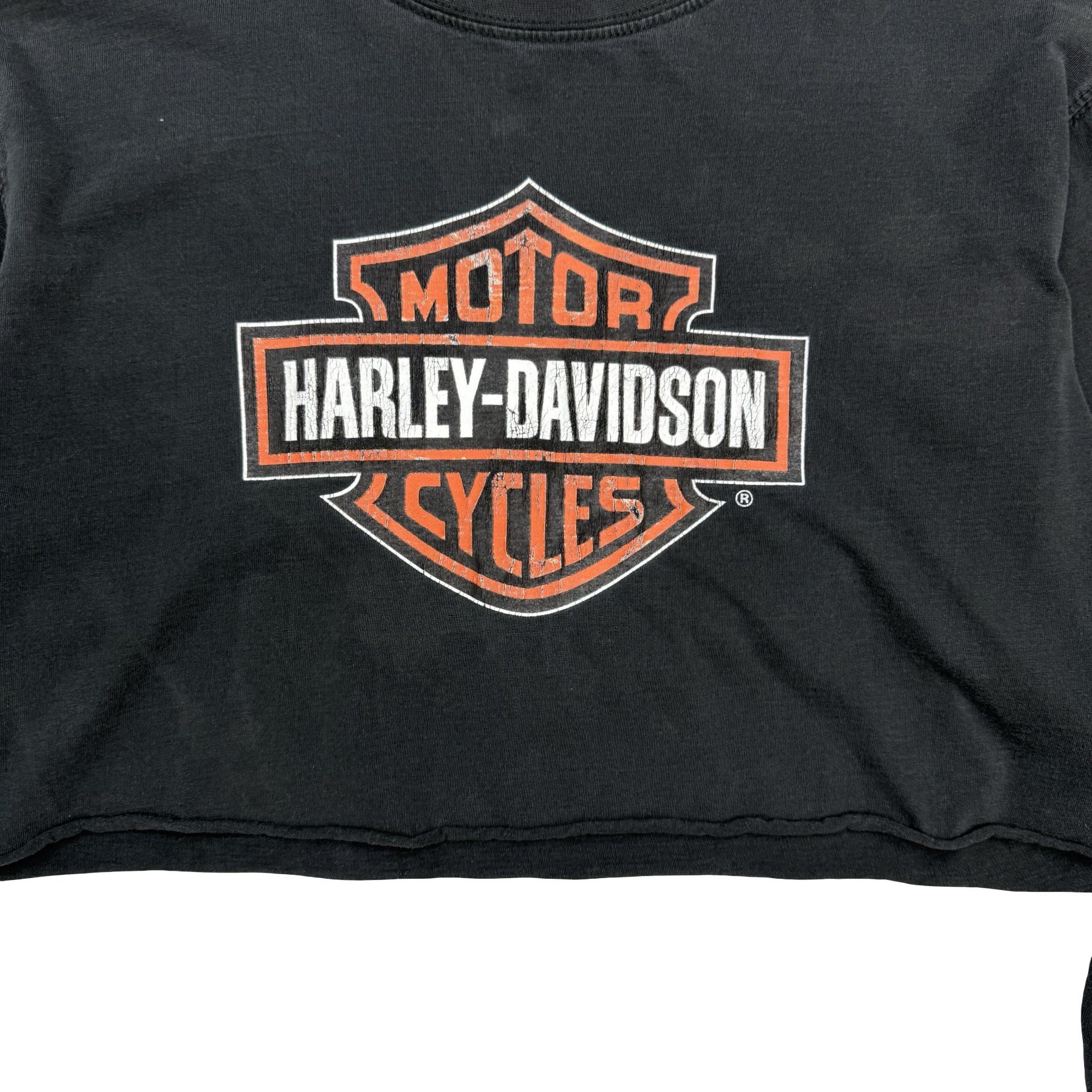 (W) Vintage Harley Davidson Cropped L/S Tee Black