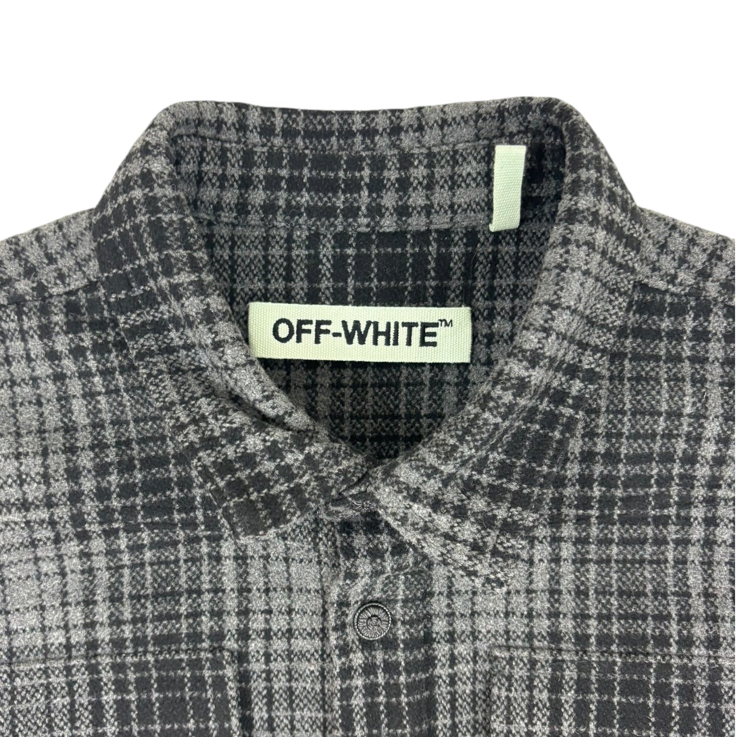 Off-White Tartan Button-Up Flannel Shirt Grey