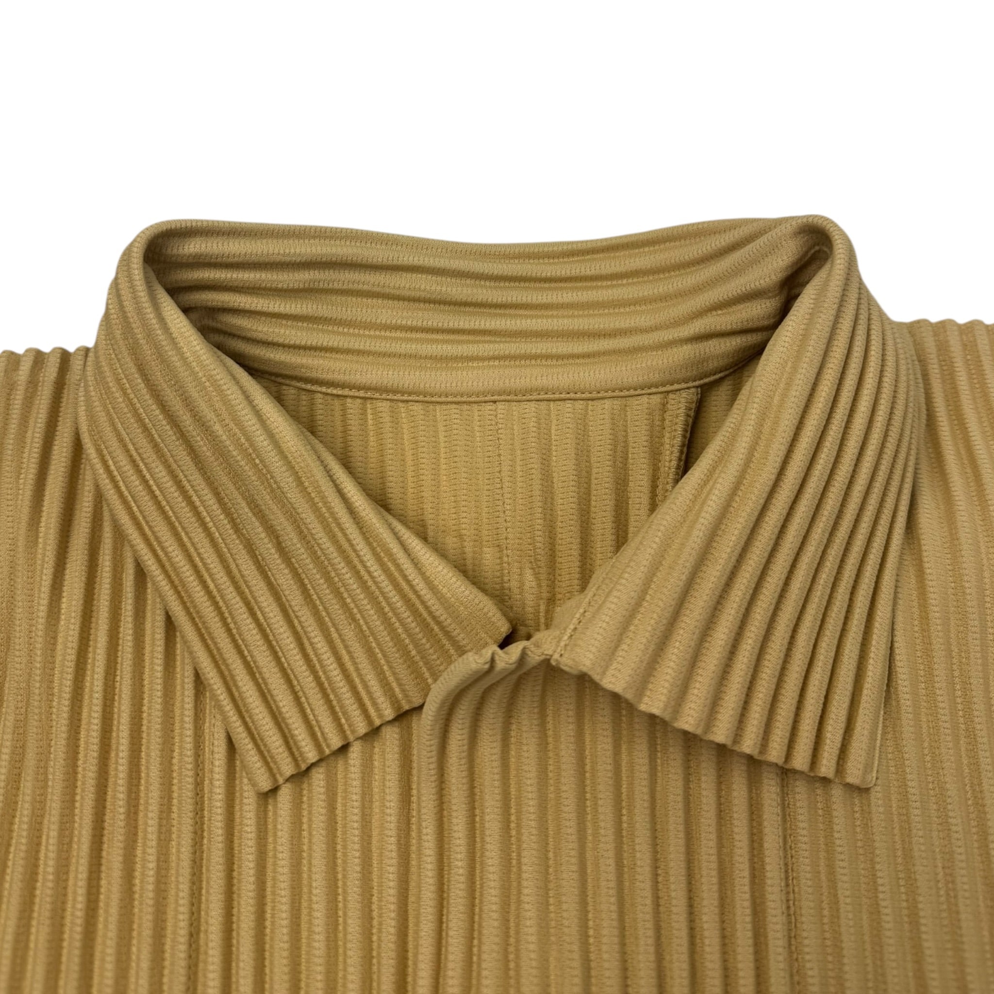 Issey Miyake Homme Plisse Pleats Please Short Sleeve Button Up Yellow