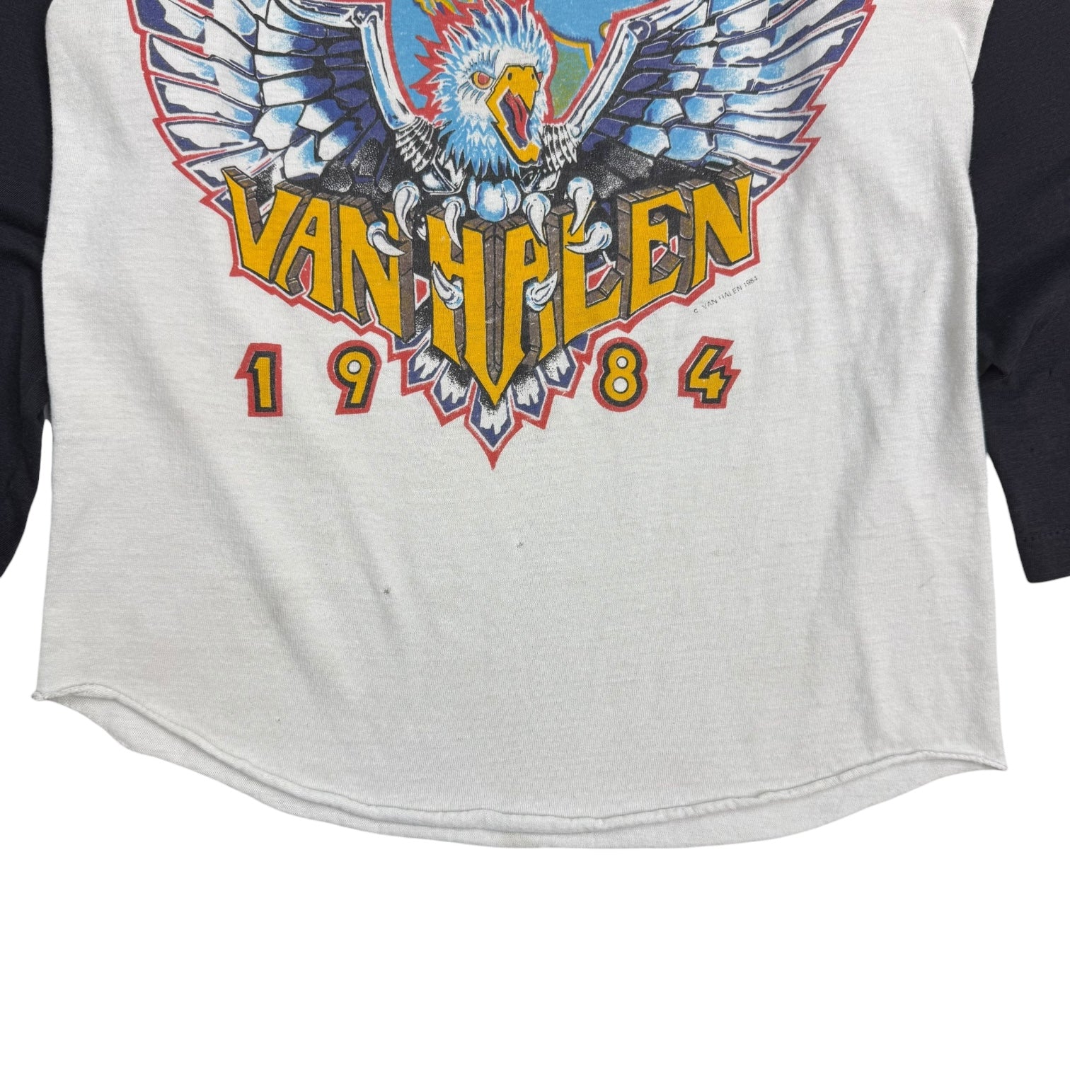 1984 Van Halen Tour Of The World Raglan Tee White/Black