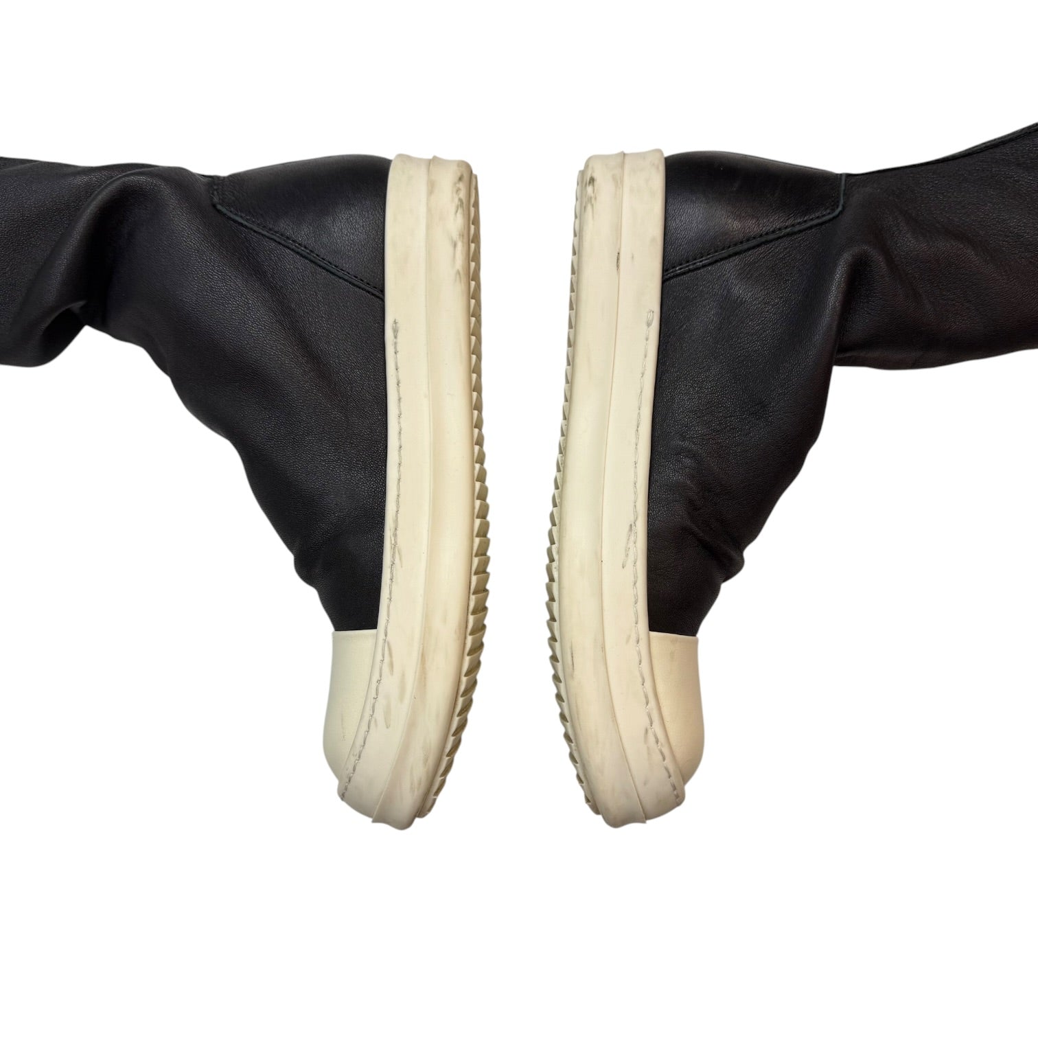 (W) Rick Owens Thigh High Oblique Sneaker Black/Milk