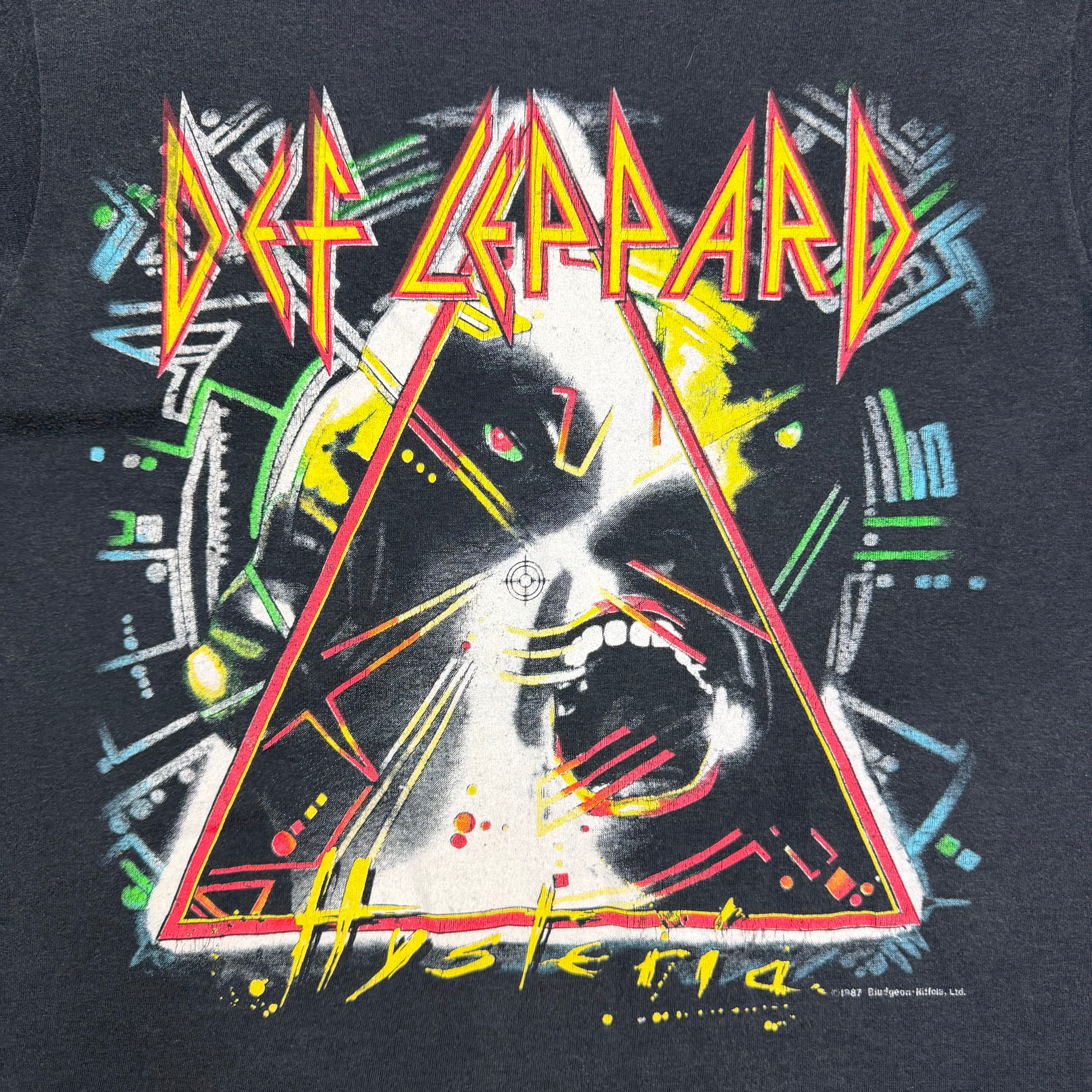 1987 Def Leppard Hysteria Japan Tour Tee Faded Black