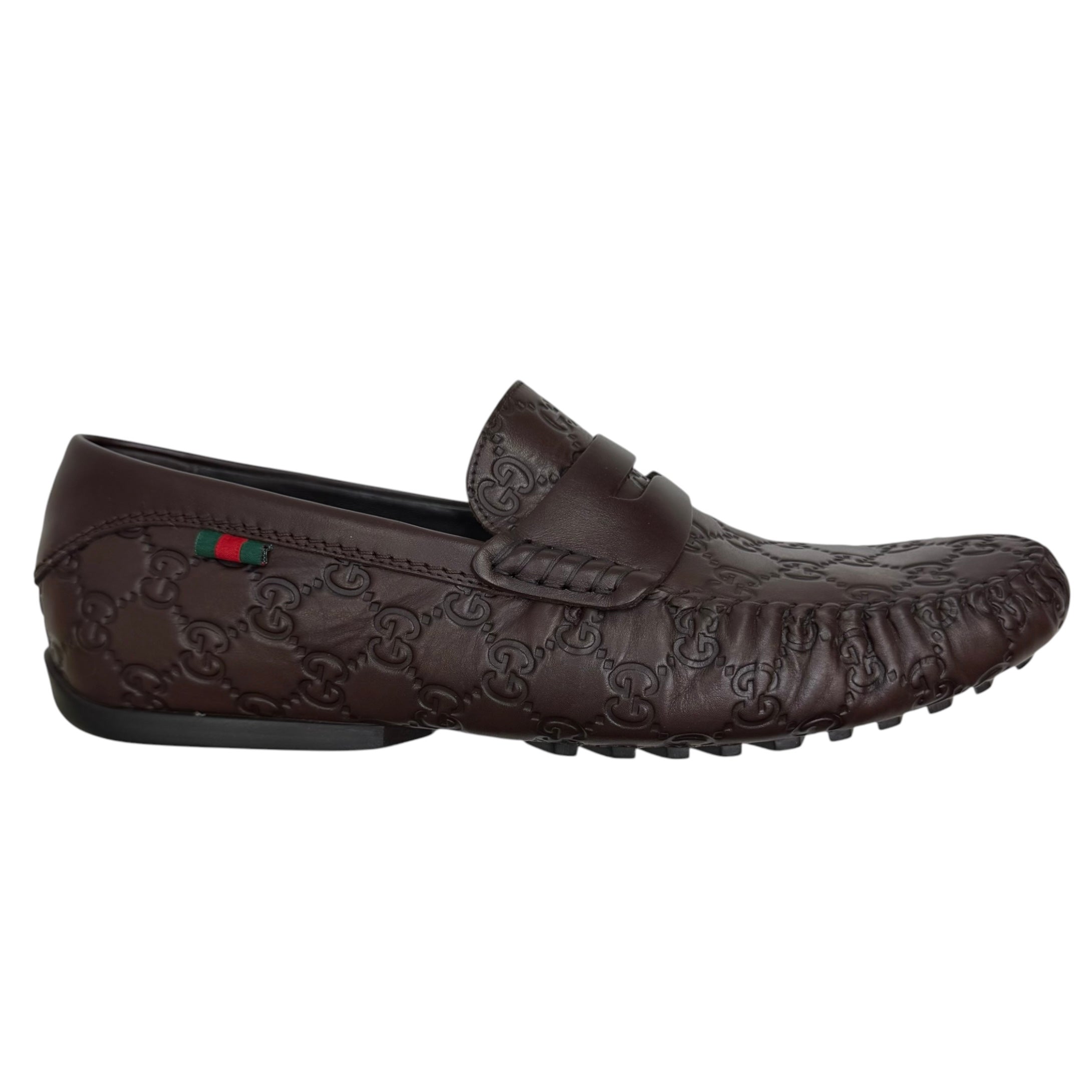 Vintage Gucci San Marino GG Leather Driving Loafers Chocolate