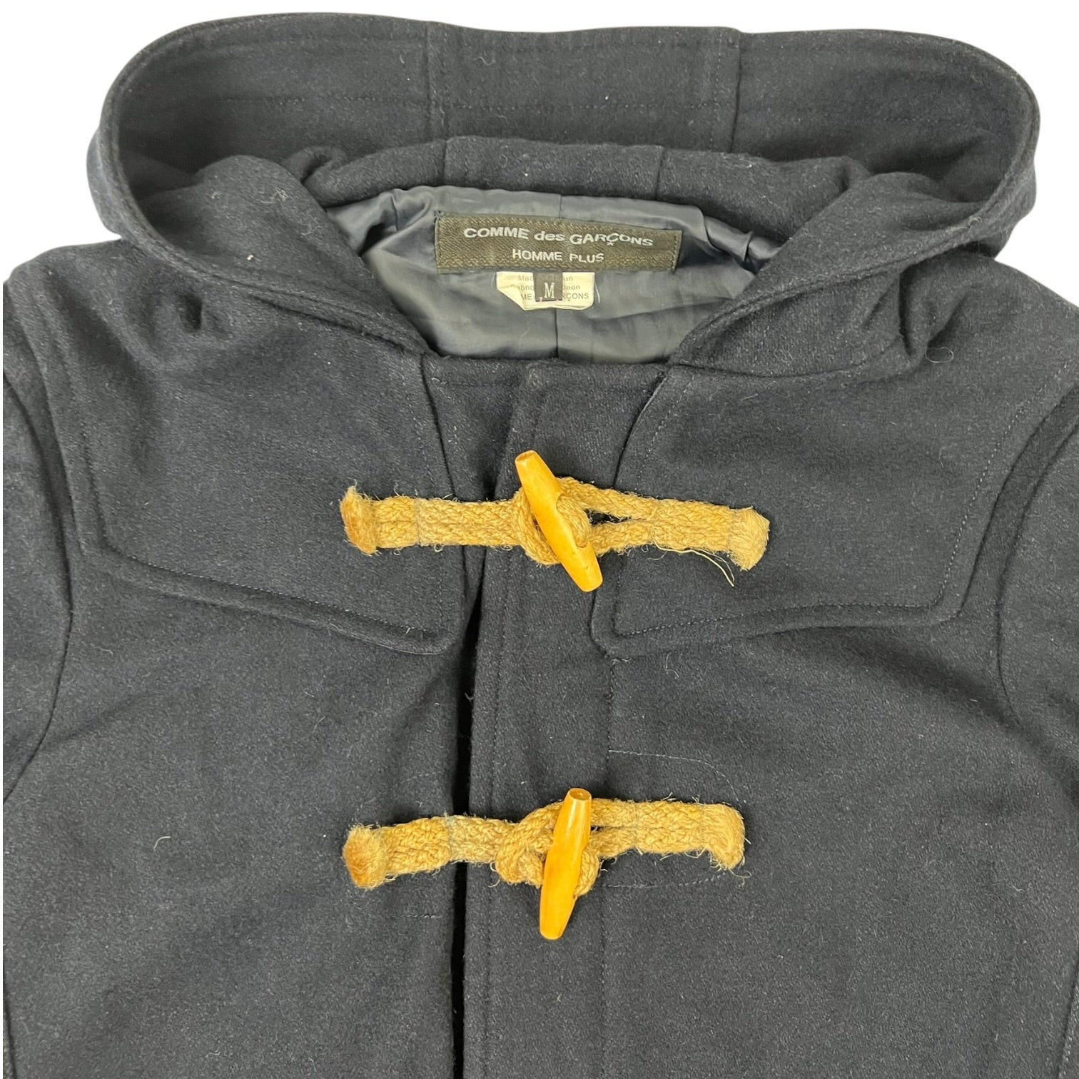 Comme Des Garçon Homme Plus Hooded Wool Duffel Coat Navy