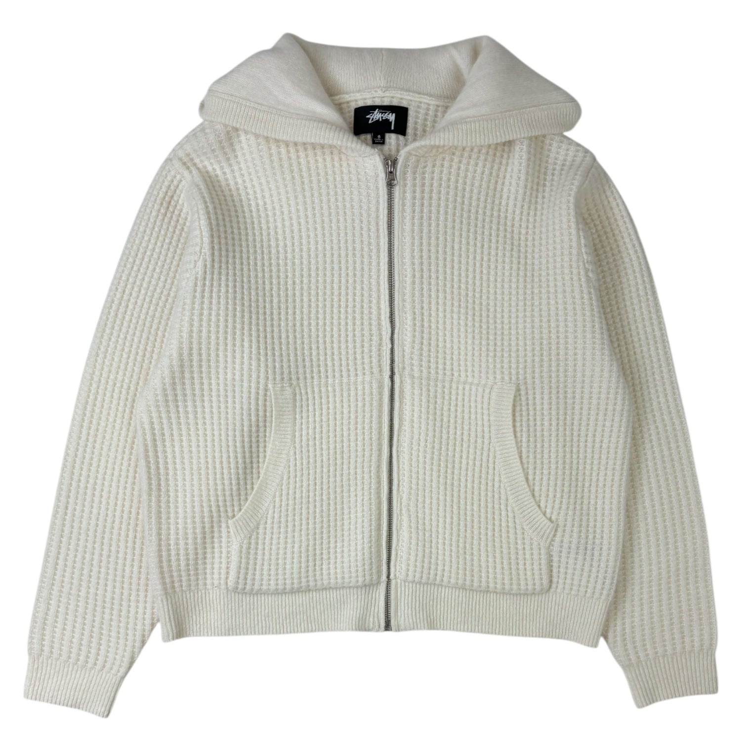 Stussy Waffle Cashmere Zip-Up Hoodie Ivory