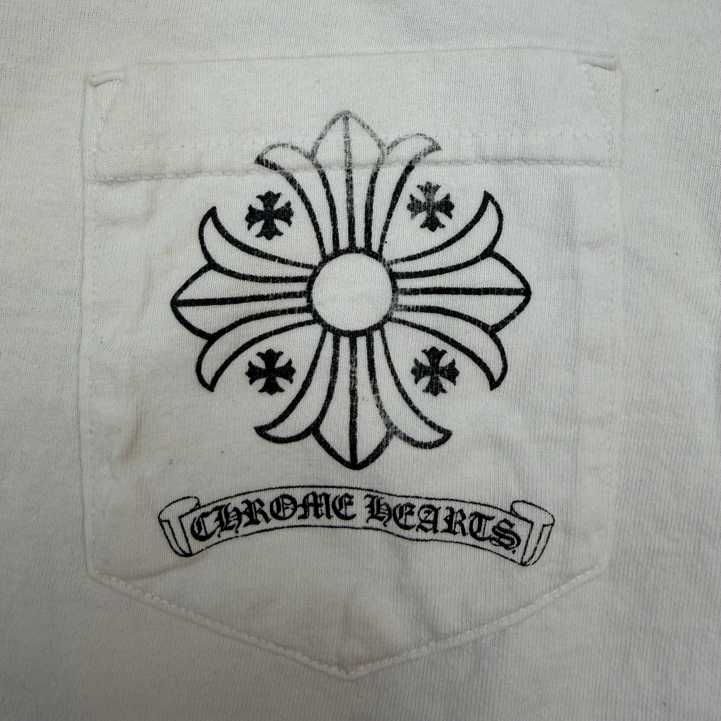 Vintage Chrome Hearts Cross Stamp Pocket Tee White