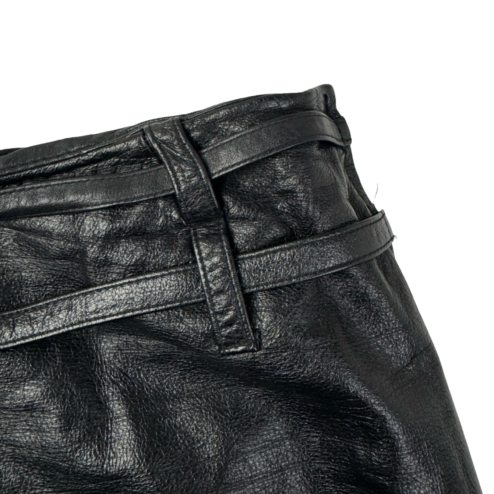 (W) Vintage 90s Danier Black Leather Zip Mini Skirt