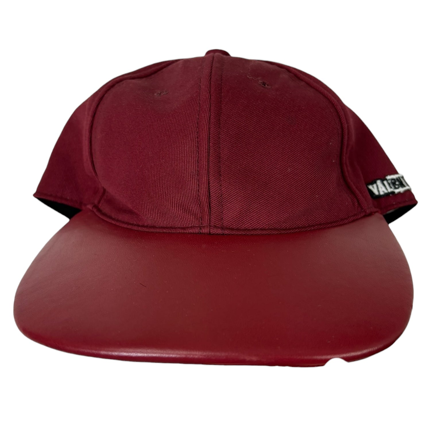Valentino Leather Panel StrapBack Hat Maroon