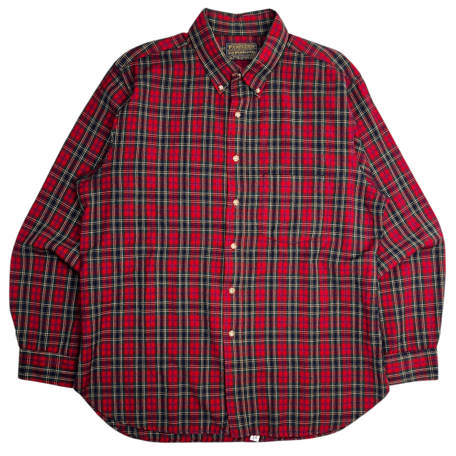 Vintage Pendleton Wool Tartan Button-Up Shirt Reds/Greeny