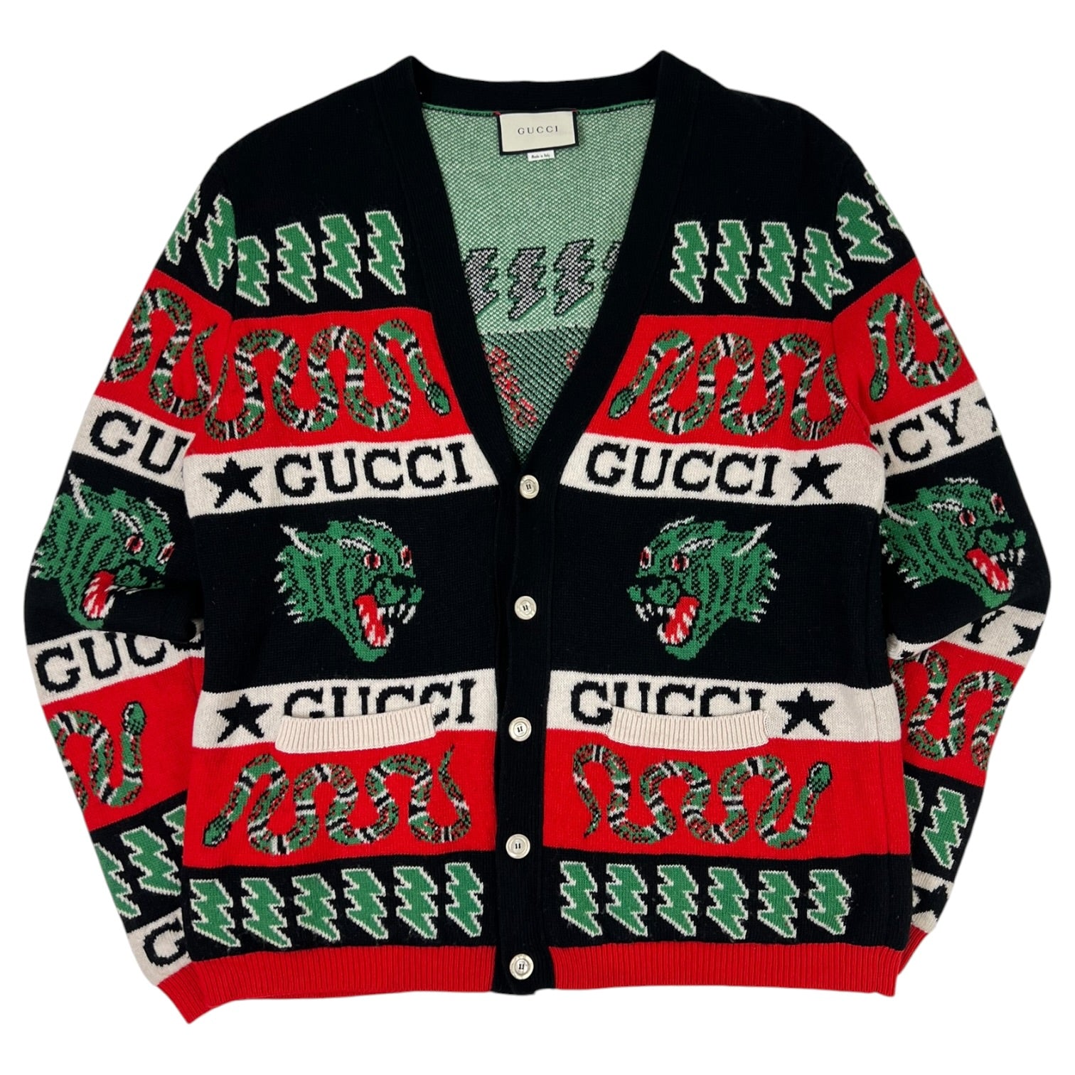Gucci Wool Jacquard Cardigan Black