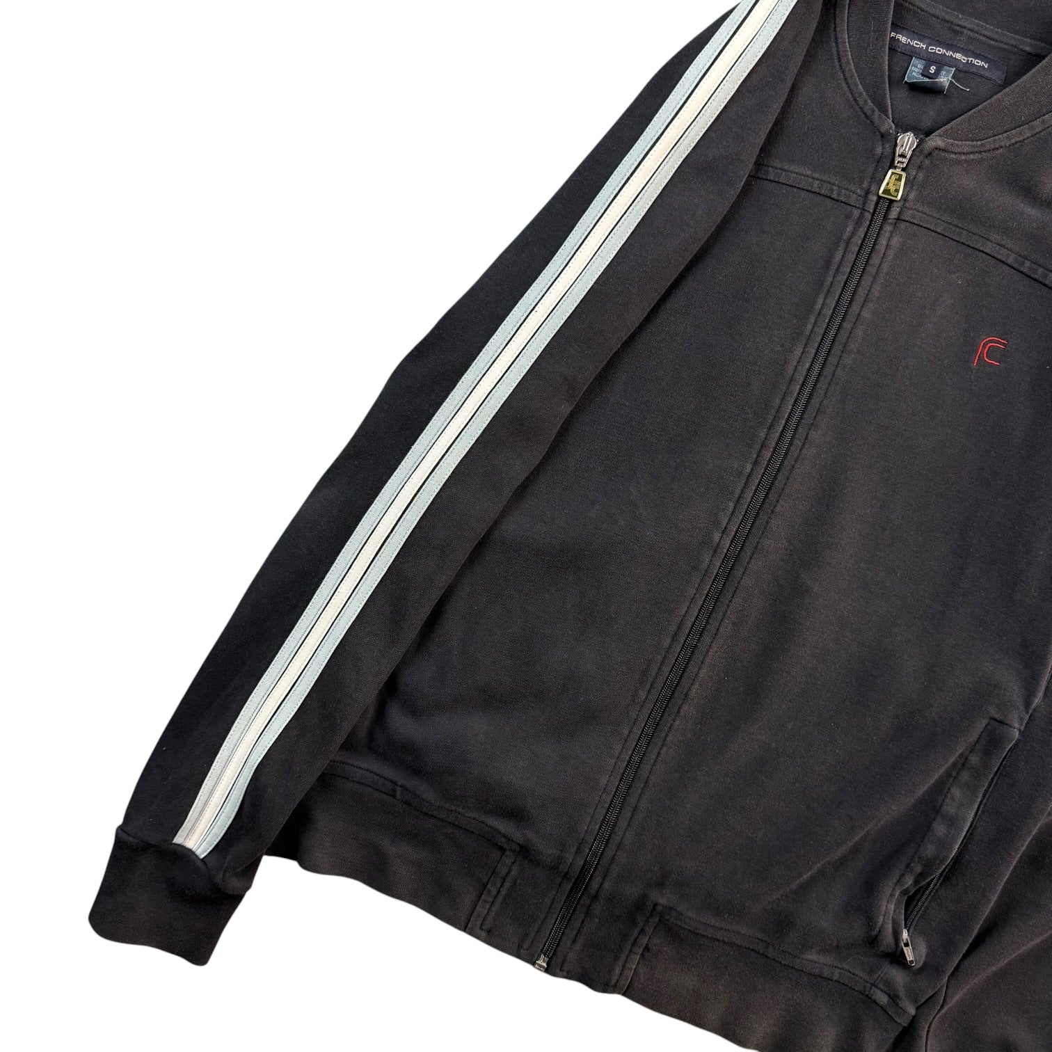 (W) French Connection FCUK Zip Up Sweater Black/Navy