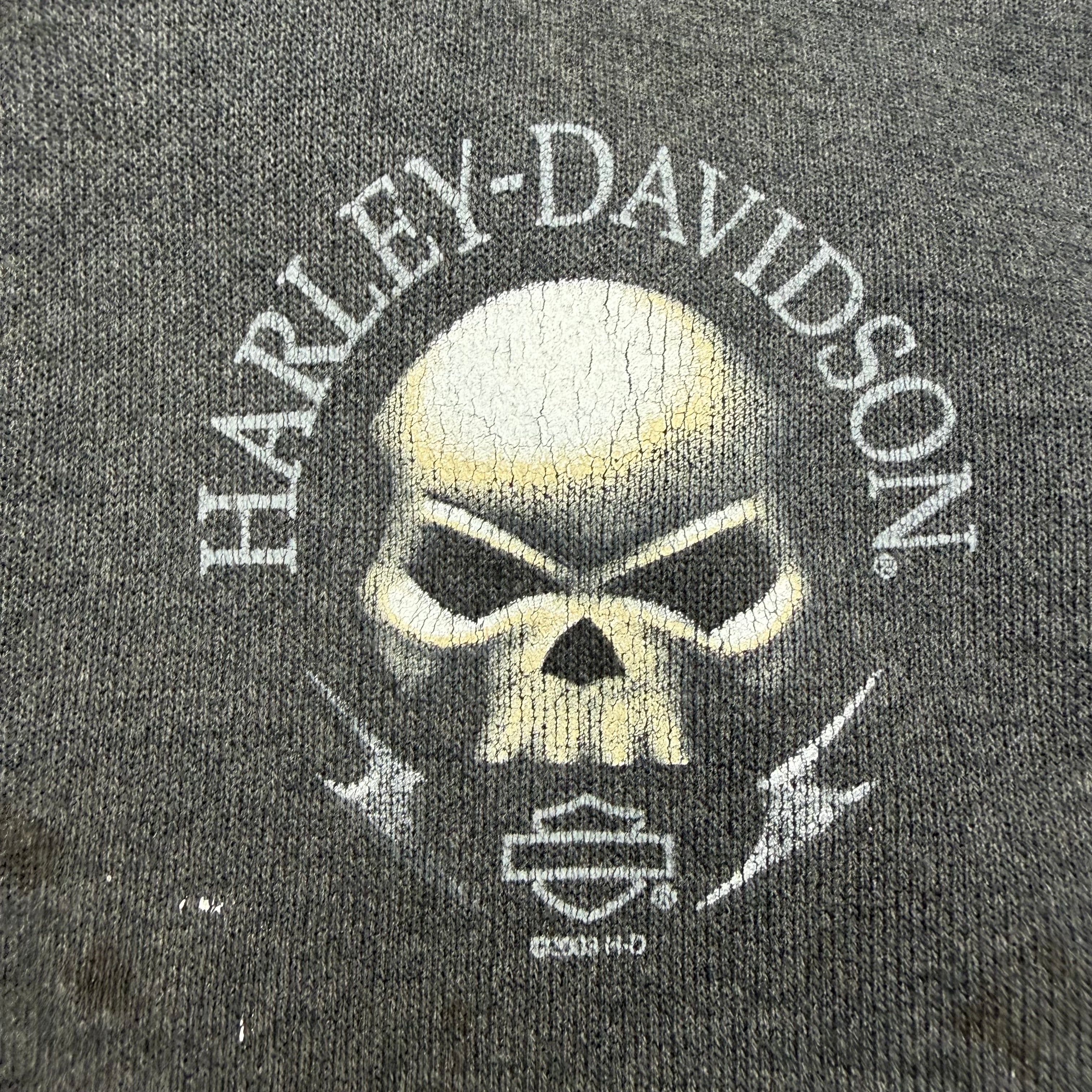 2003 Harley Davidson Skull Vancouver BC Paint Splatter Zip Up Hoodie