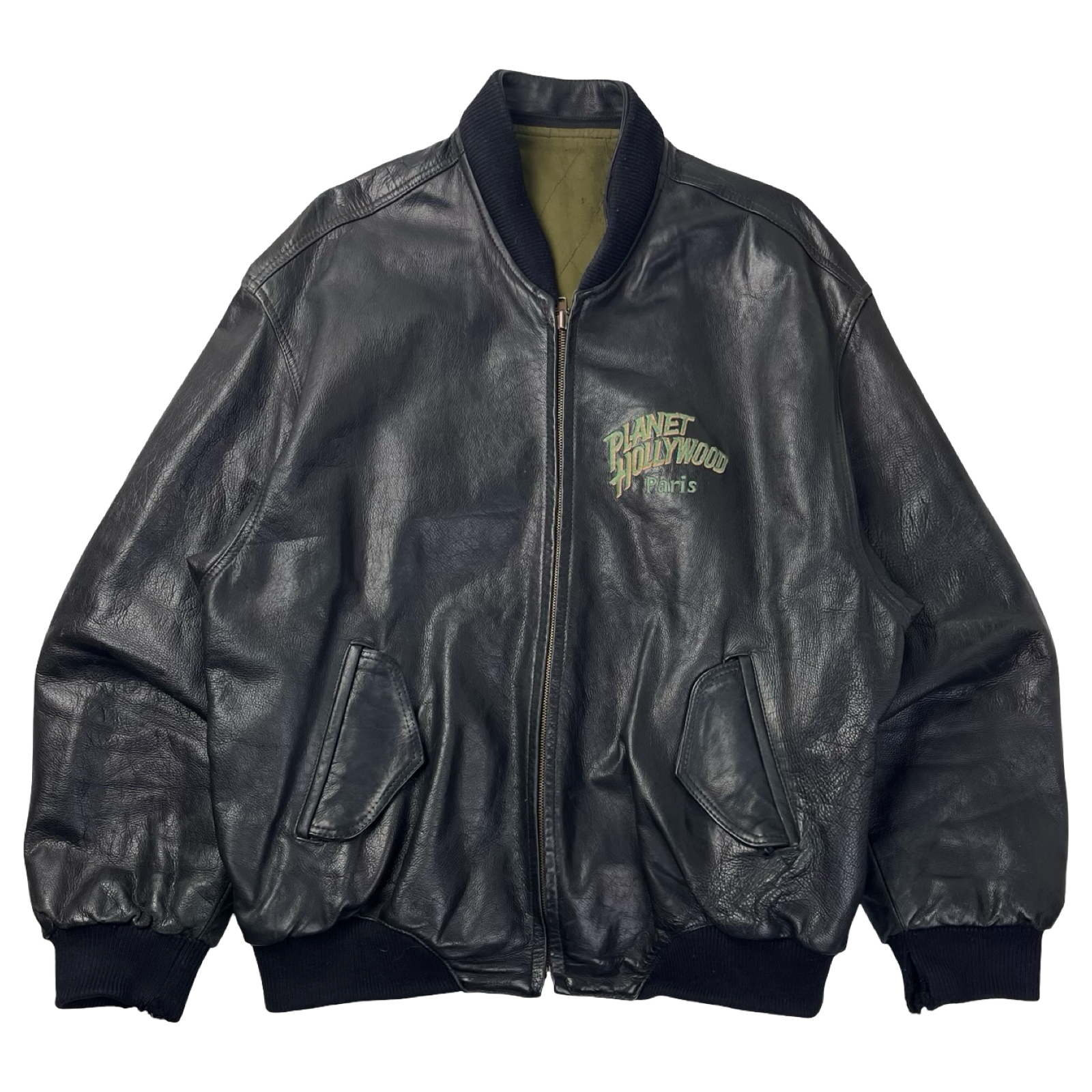 Vintage Reversible Planet Hollywood Paris Leather Jacket